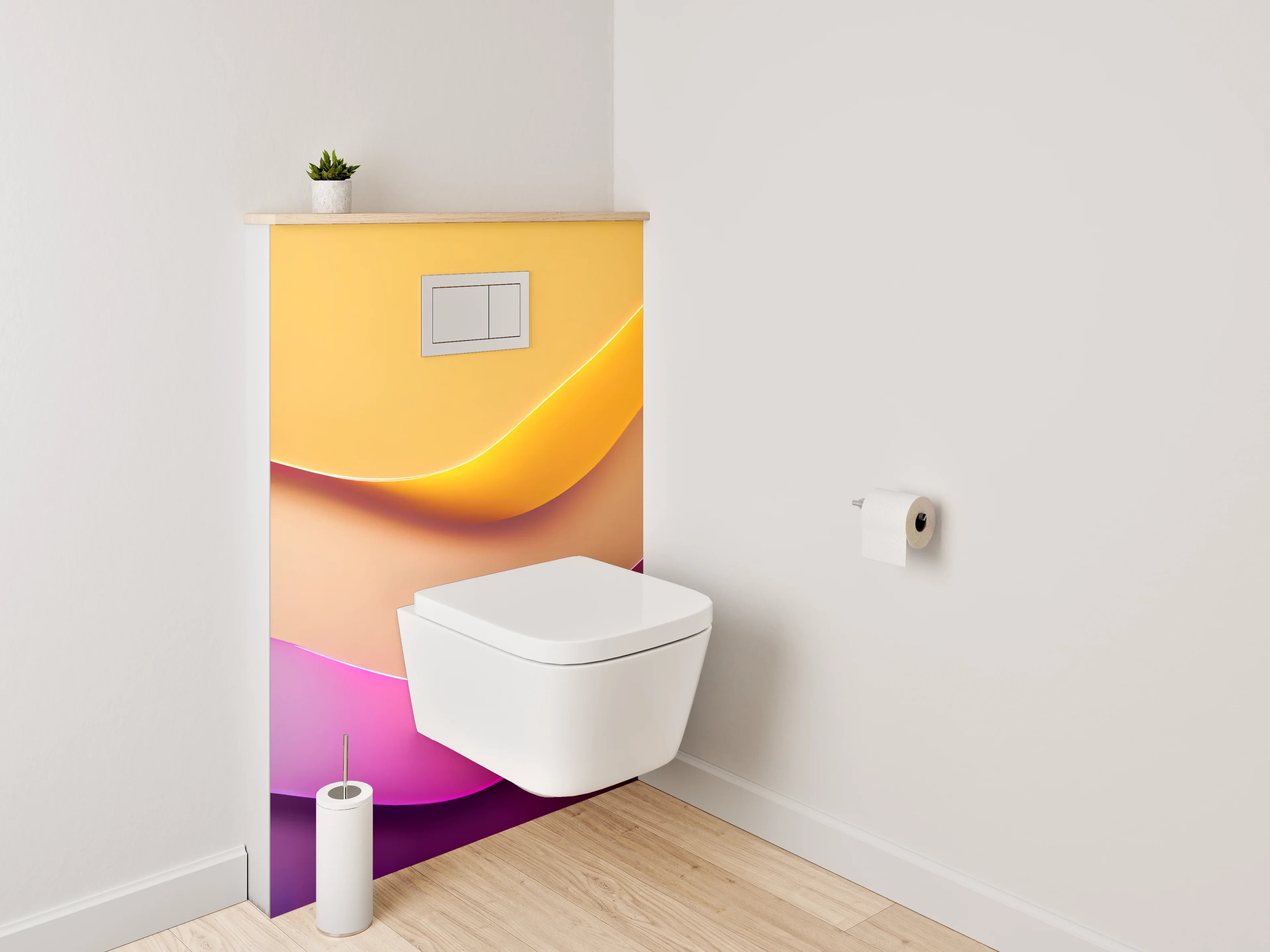 WC-Rückwand - Abstrakte Farbverläufe Gelb Lila