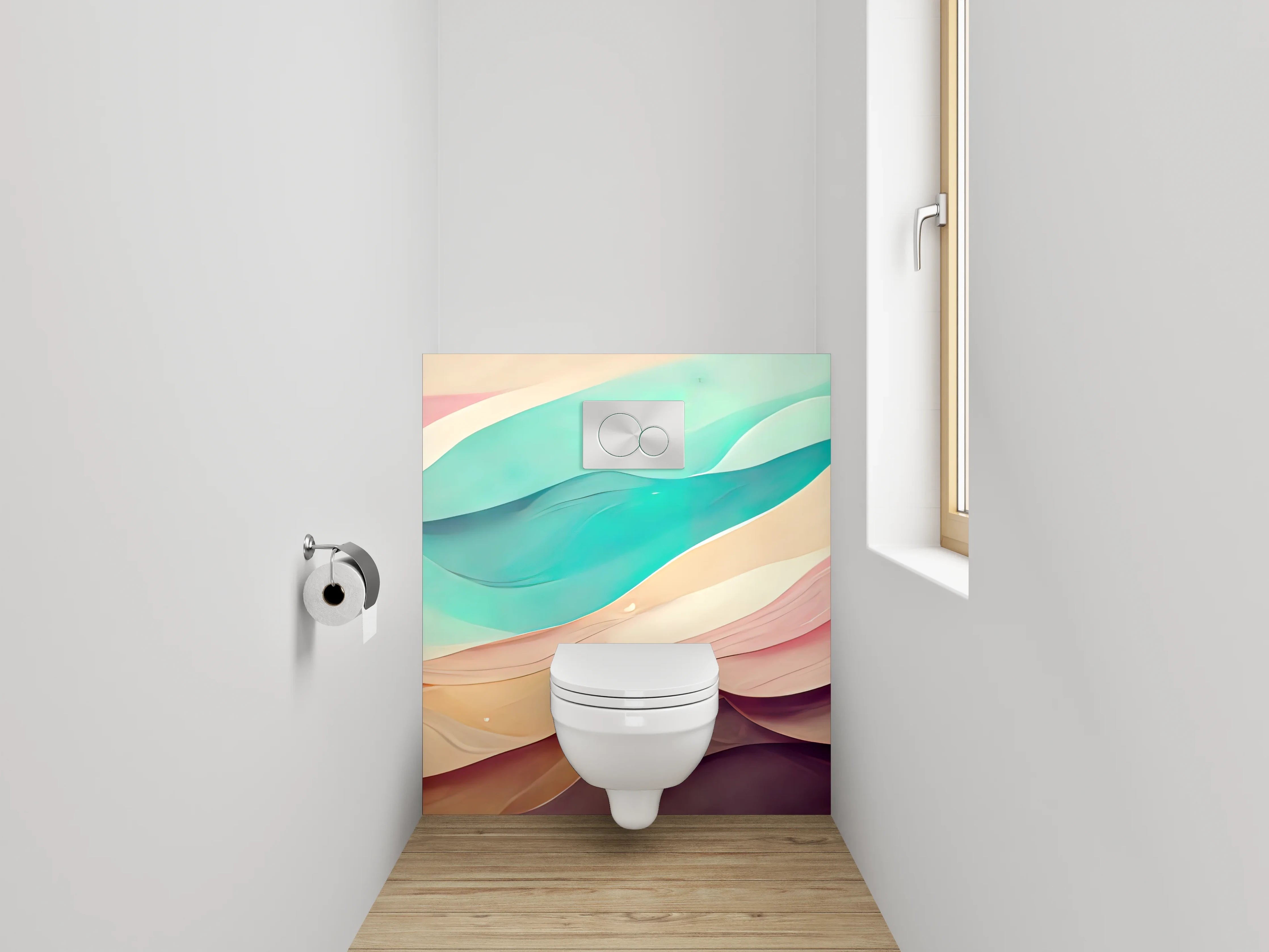 WC-Rückwand - Abstrakte Farbverläufe Pastellwellen Kunst