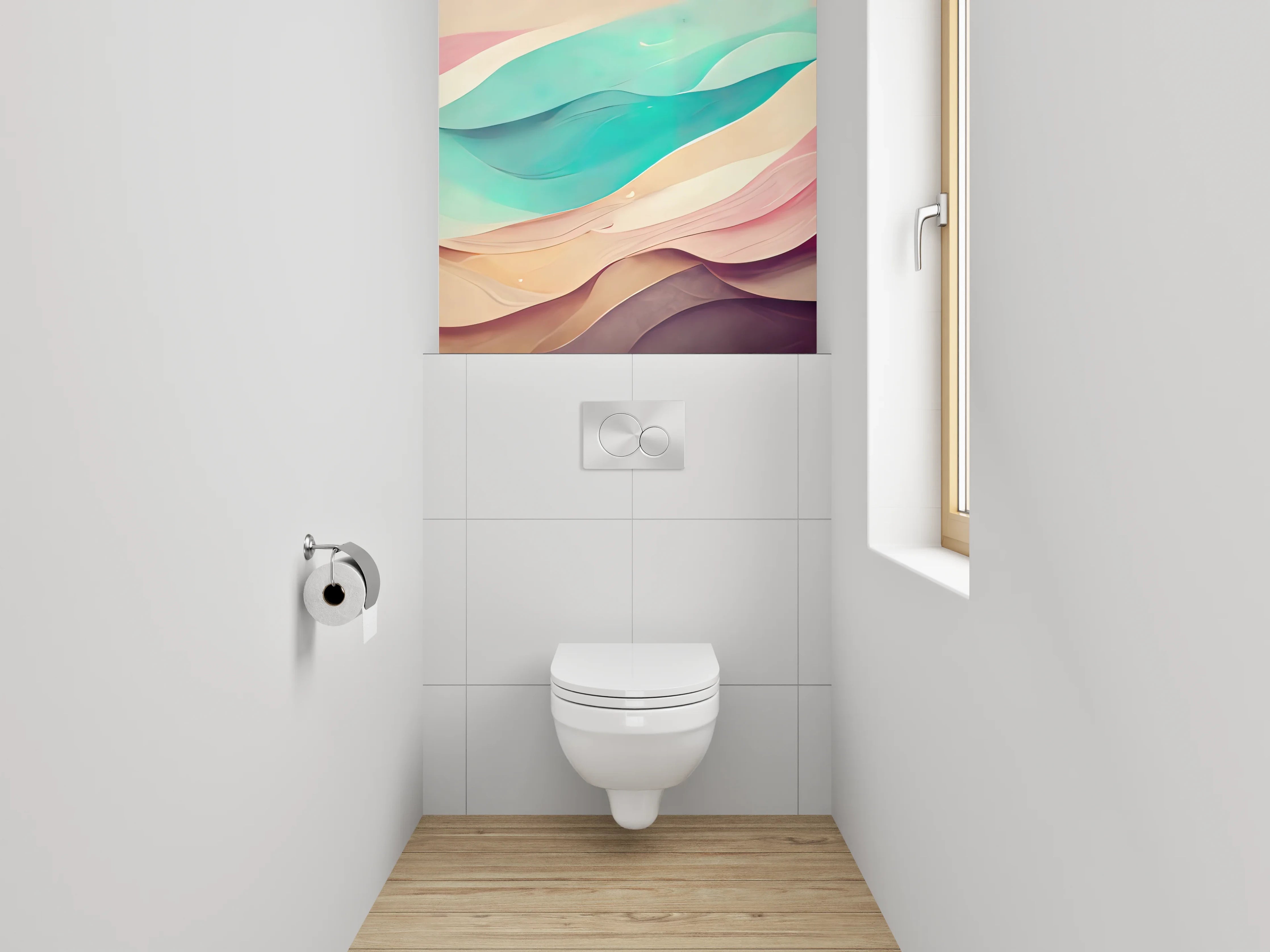 WC-Rückwand - Abstrakte Farbverläufe Pastellwellen Kunst