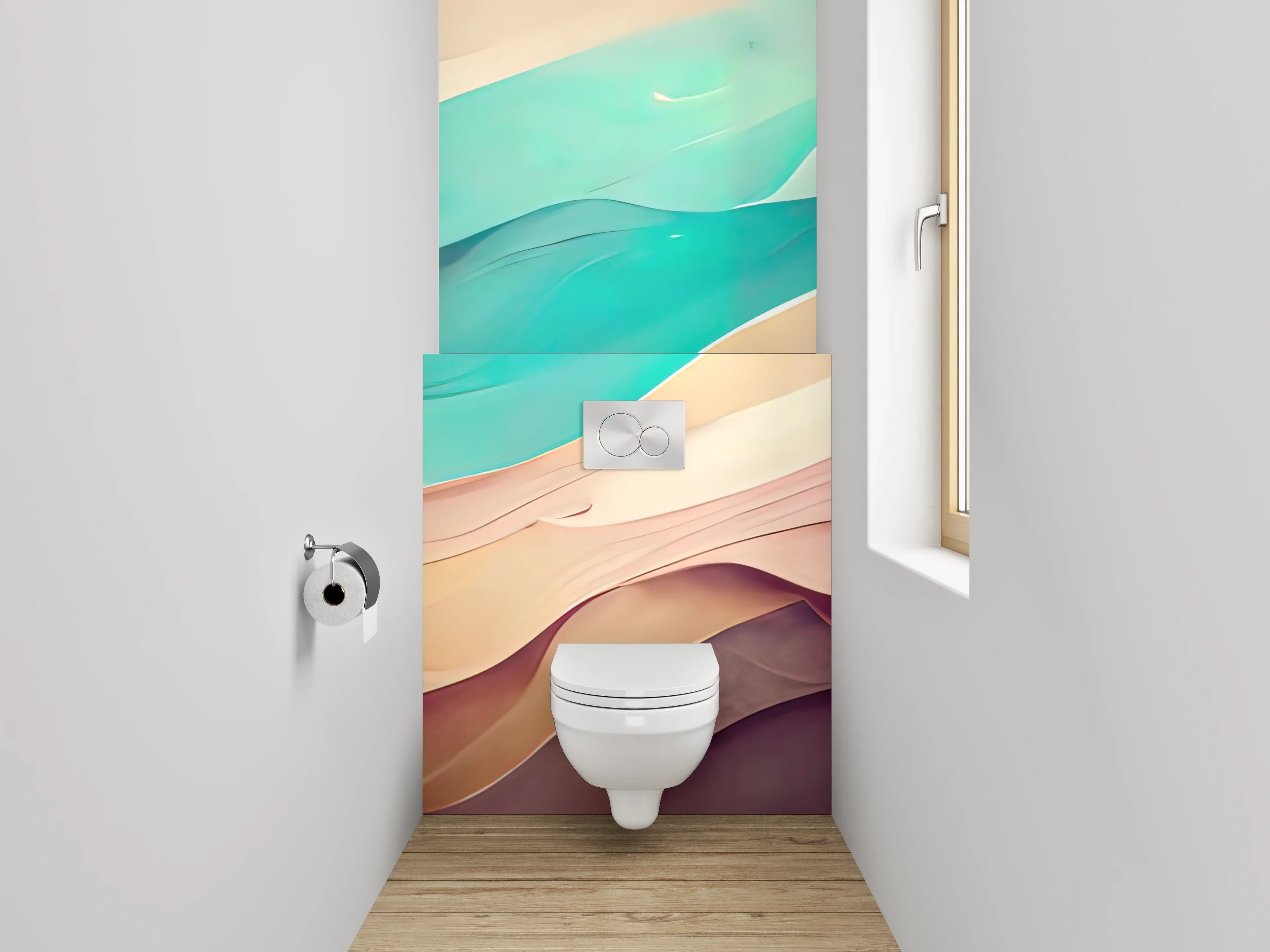 WC-Rückwand - Abstrakte Farbverläufe Pastellwellen Kunst