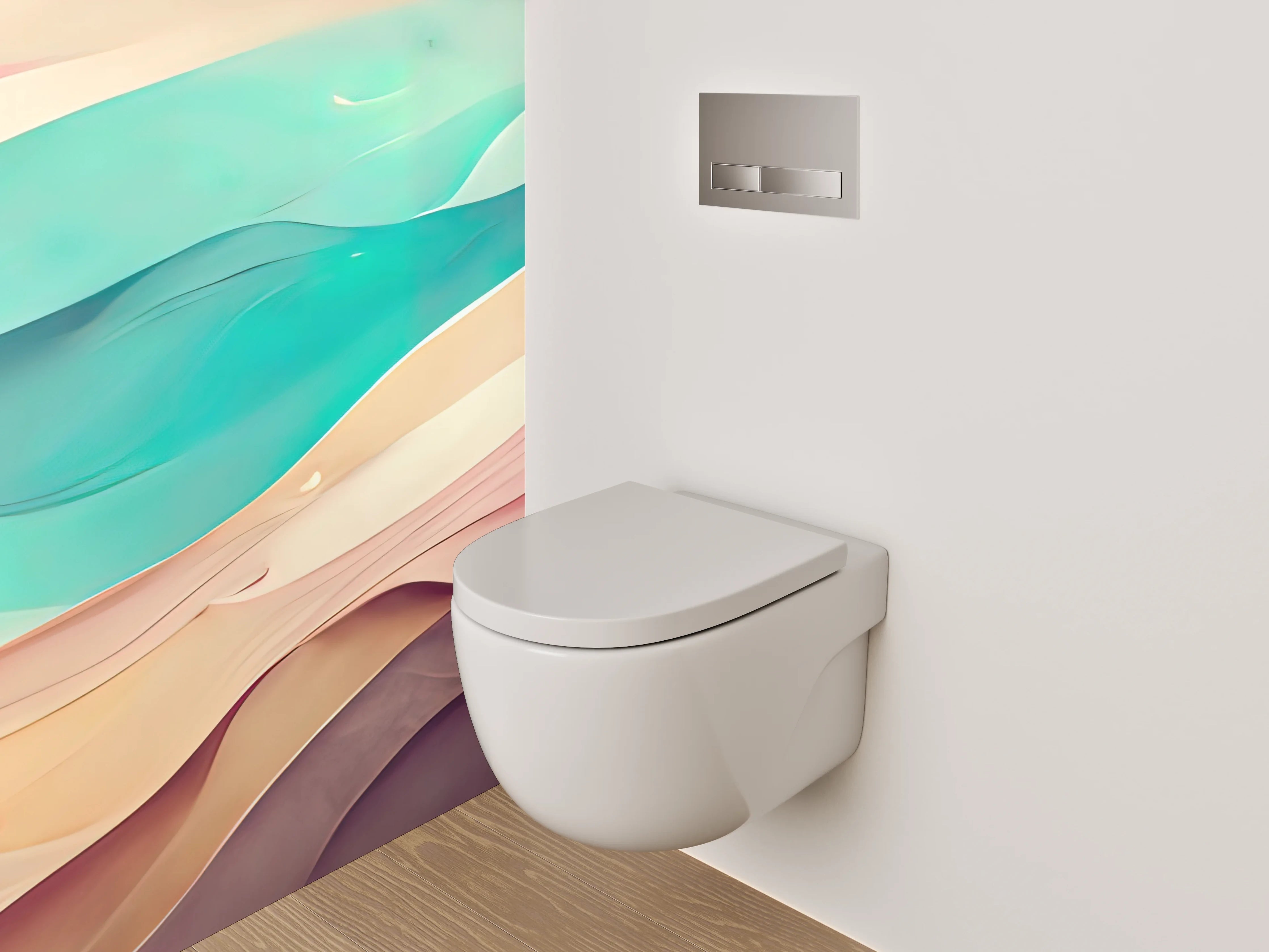 WC-Rückwand - Abstrakte Farbverläufe Pastellwellen Kunst