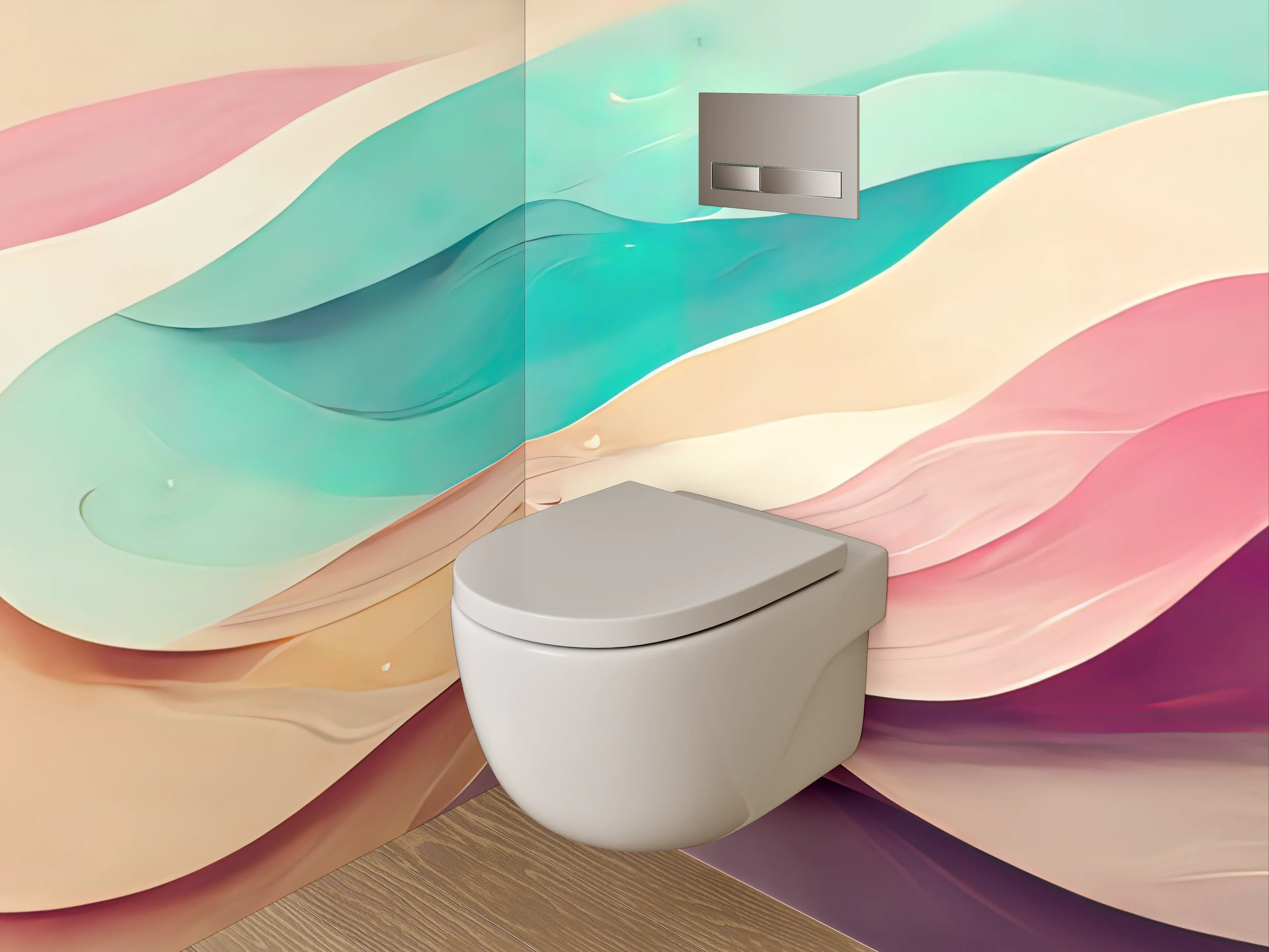 WC-Rückwand - Abstrakte Farbverläufe Pastellwellen Kunst