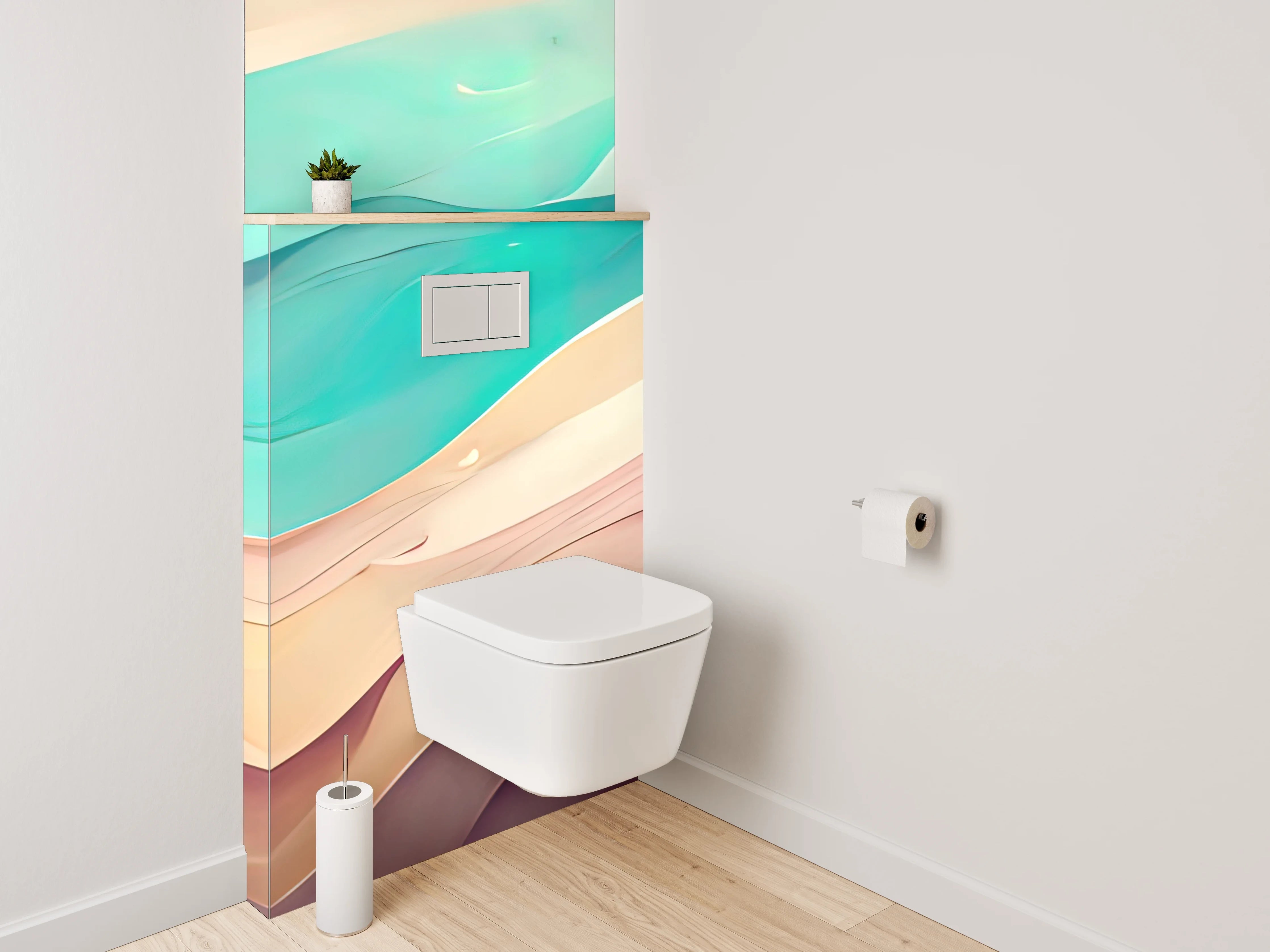 WC-Rückwand - Abstrakte Farbverläufe Pastellwellen Kunst