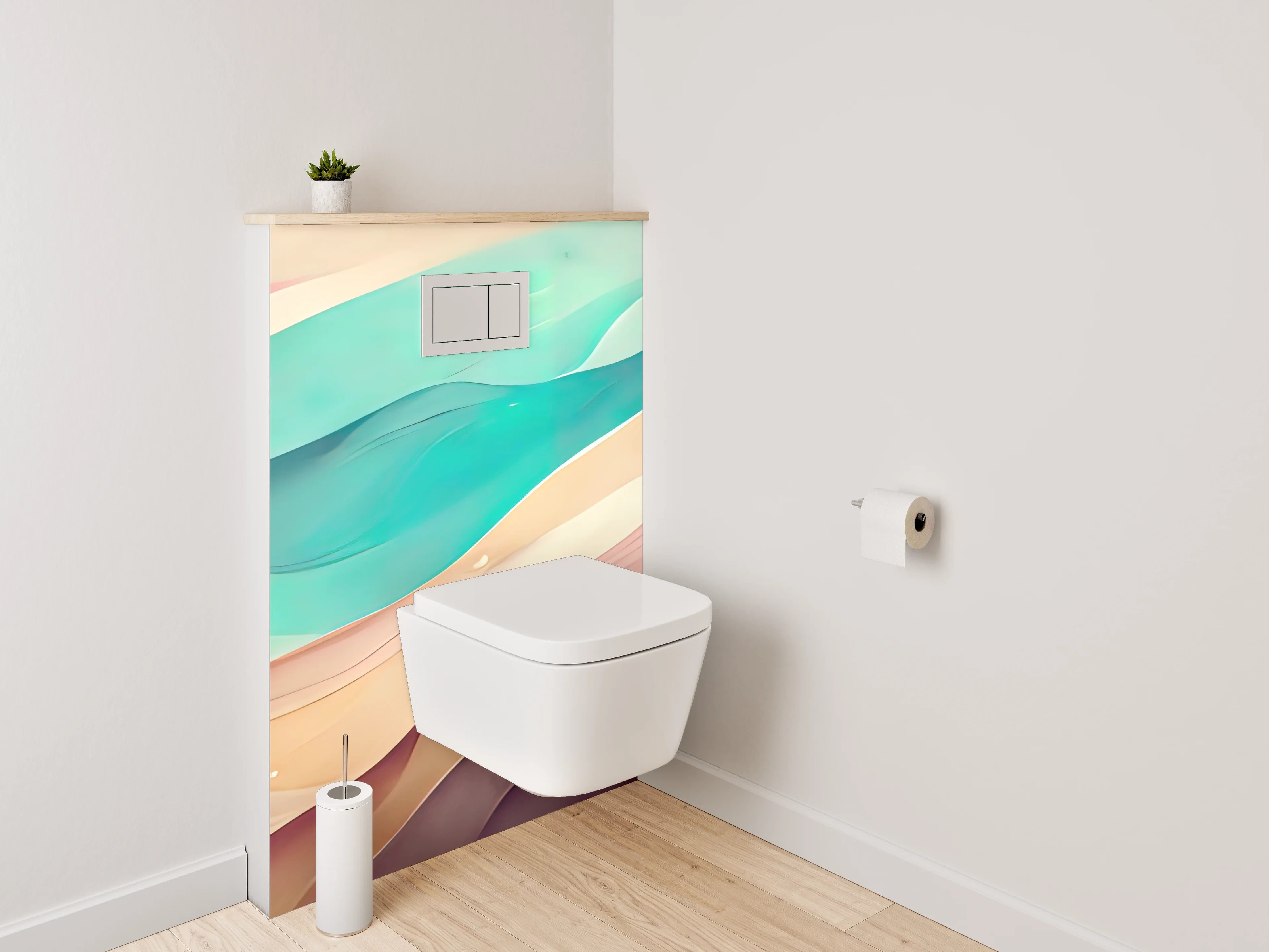 WC-Rückwand - Abstrakte Farbverläufe Pastellwellen Kunst