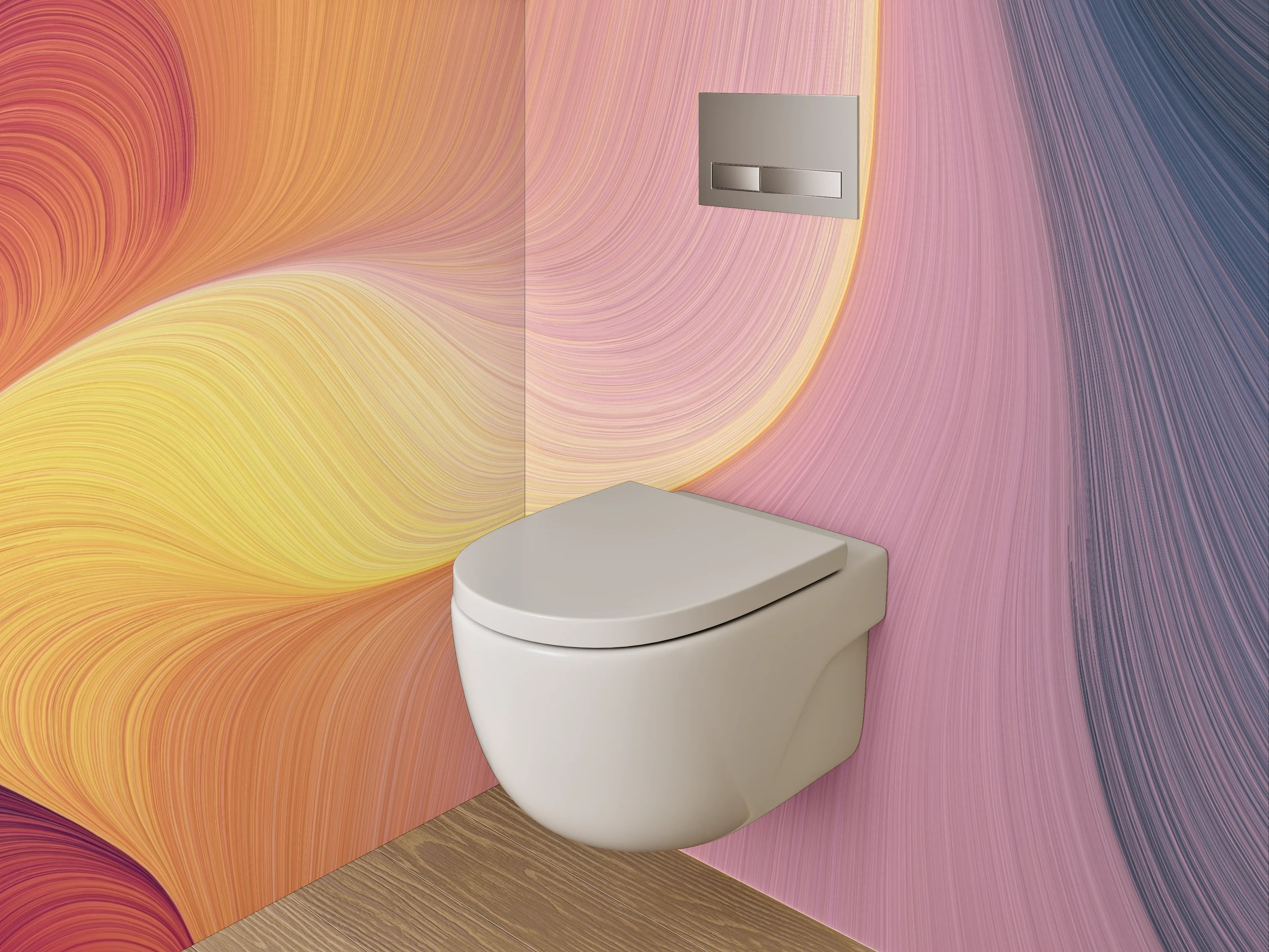 WC-Rückwand - Abstrakte Farbwellen Kunstdruck