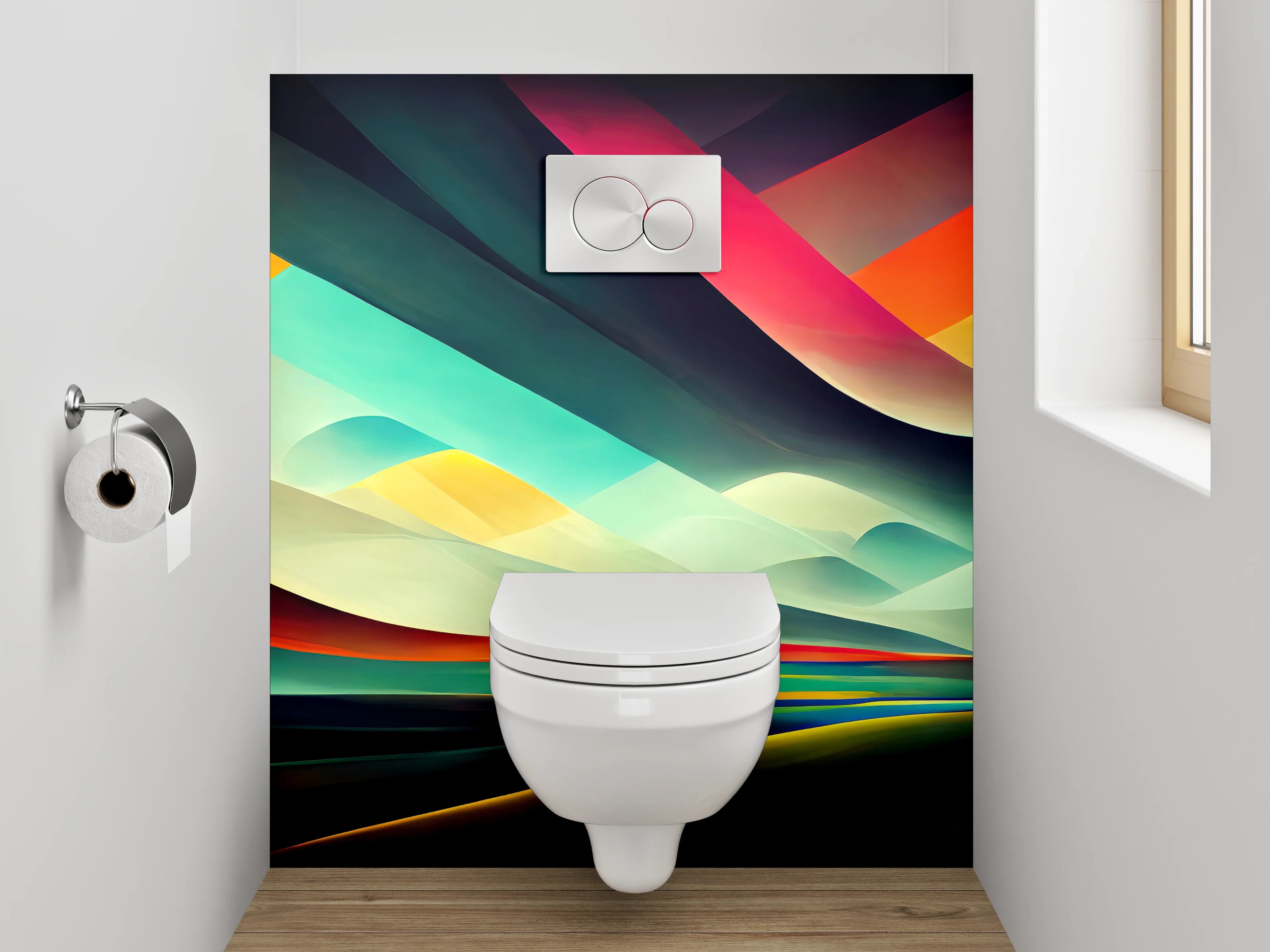 WC-Rückwand - Abstrakte Farbwelten Wandgestaltung