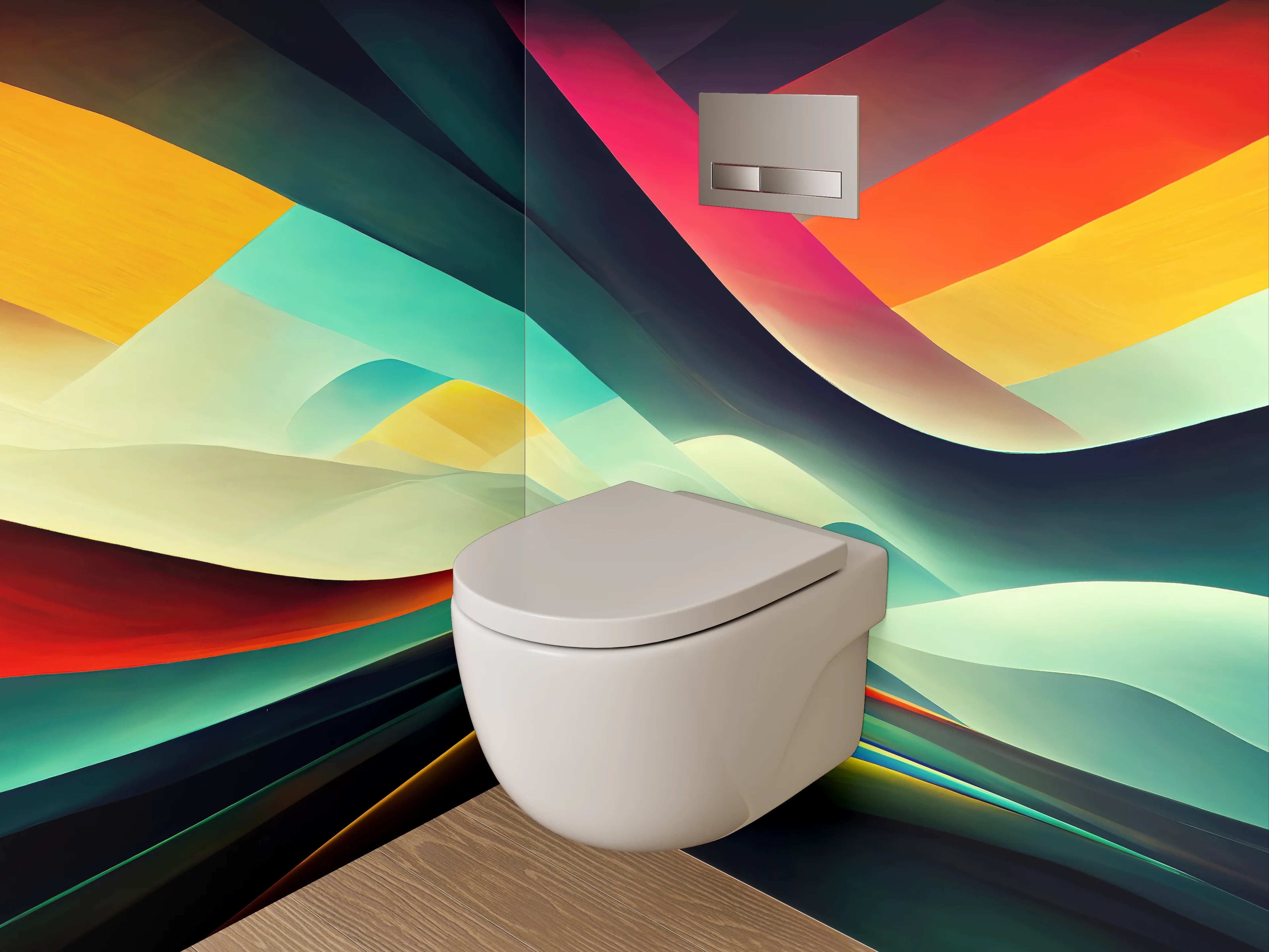 WC-Rückwand - Abstrakte Farbwelten Wandgestaltung