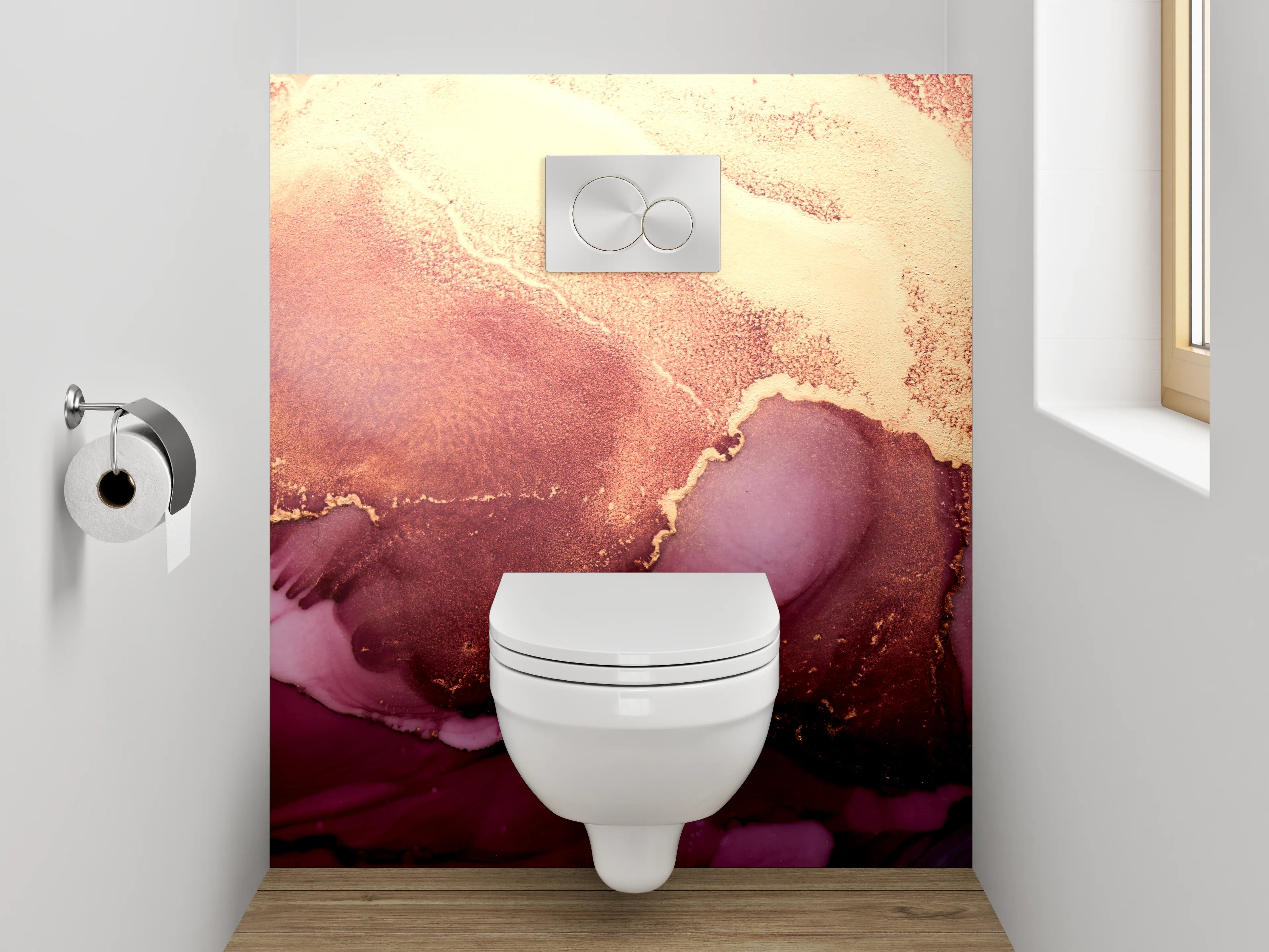 WC-Rückwand - Abstrakte Gold-Marmor Kunst