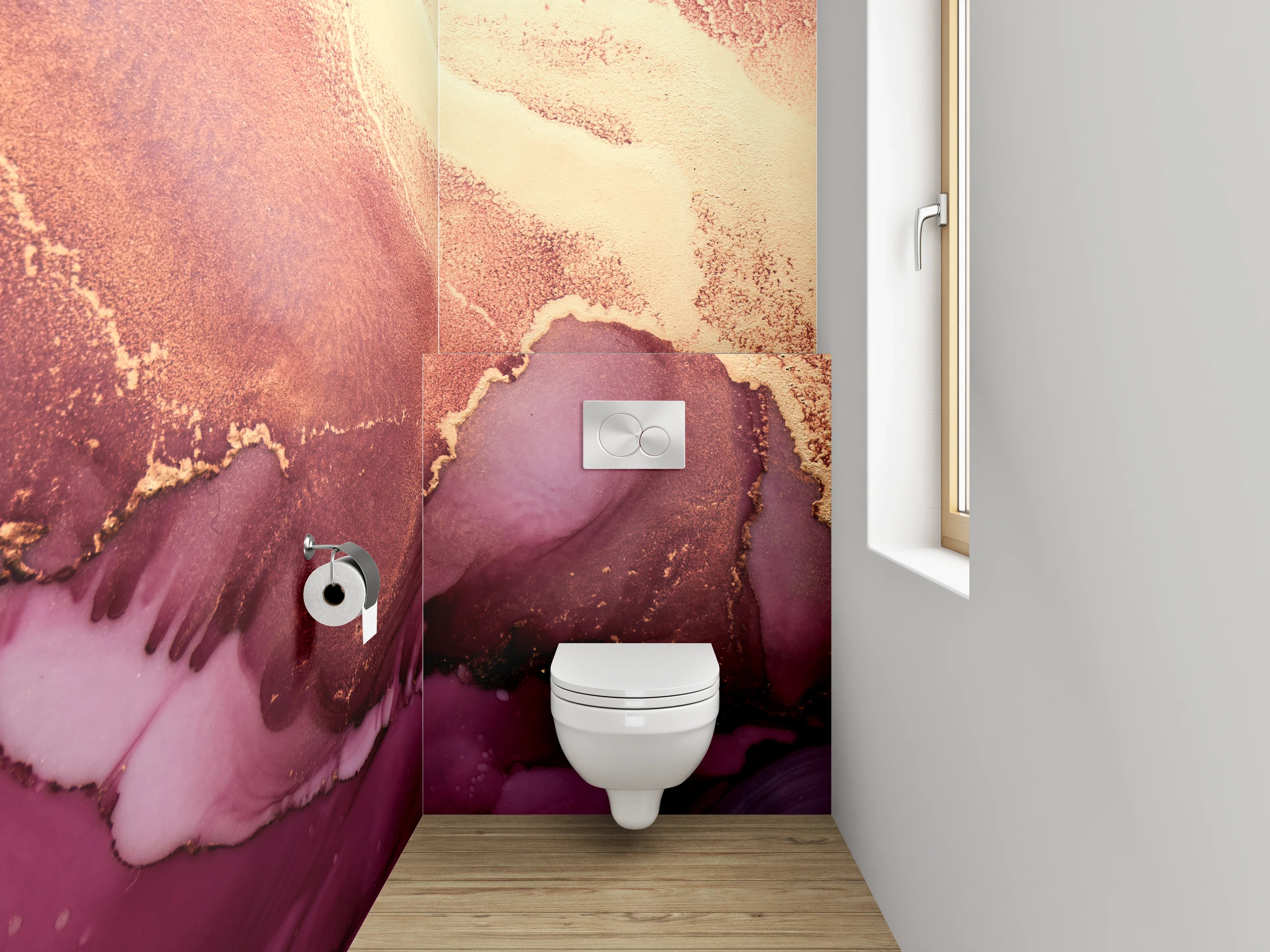 WC-Rückwand - Abstrakte Gold-Marmor Kunst
