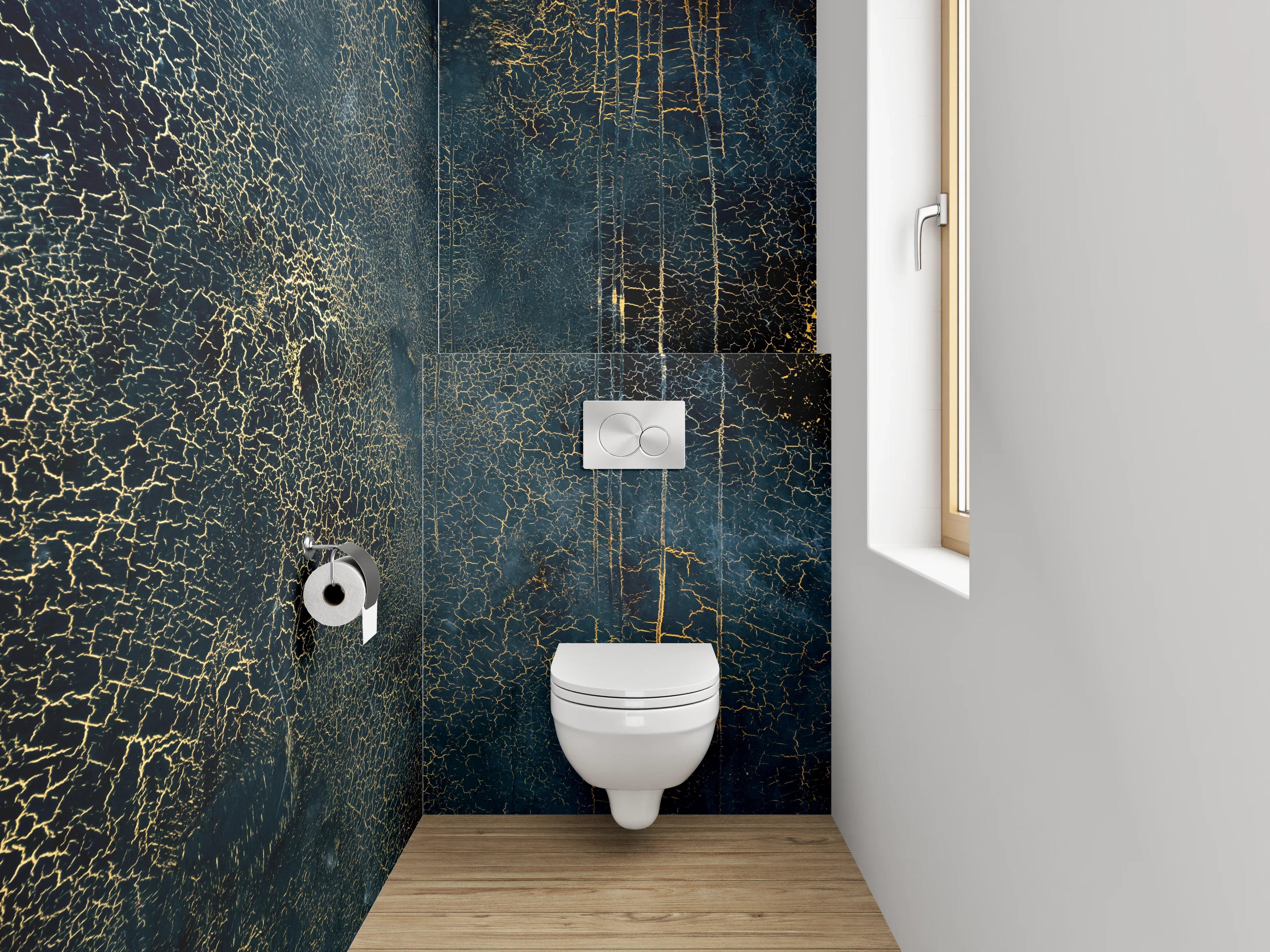 WC-Rückwand - Abstrakte Goldader-Dekorplatte