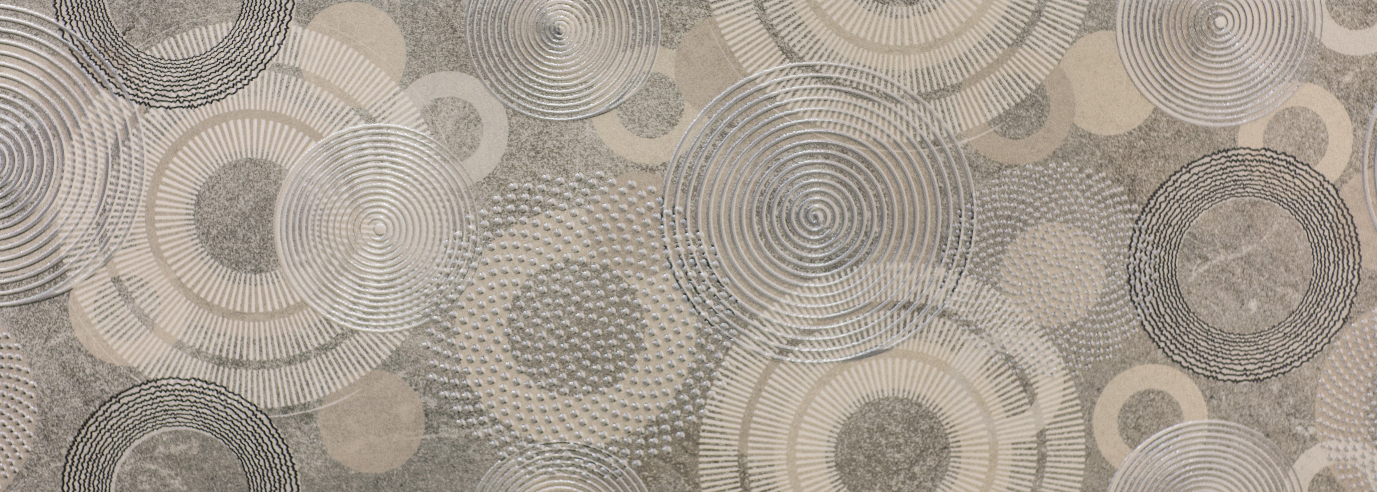 WC-Rückwand-Abstrakte Kreismuster in Grau und Weiß
