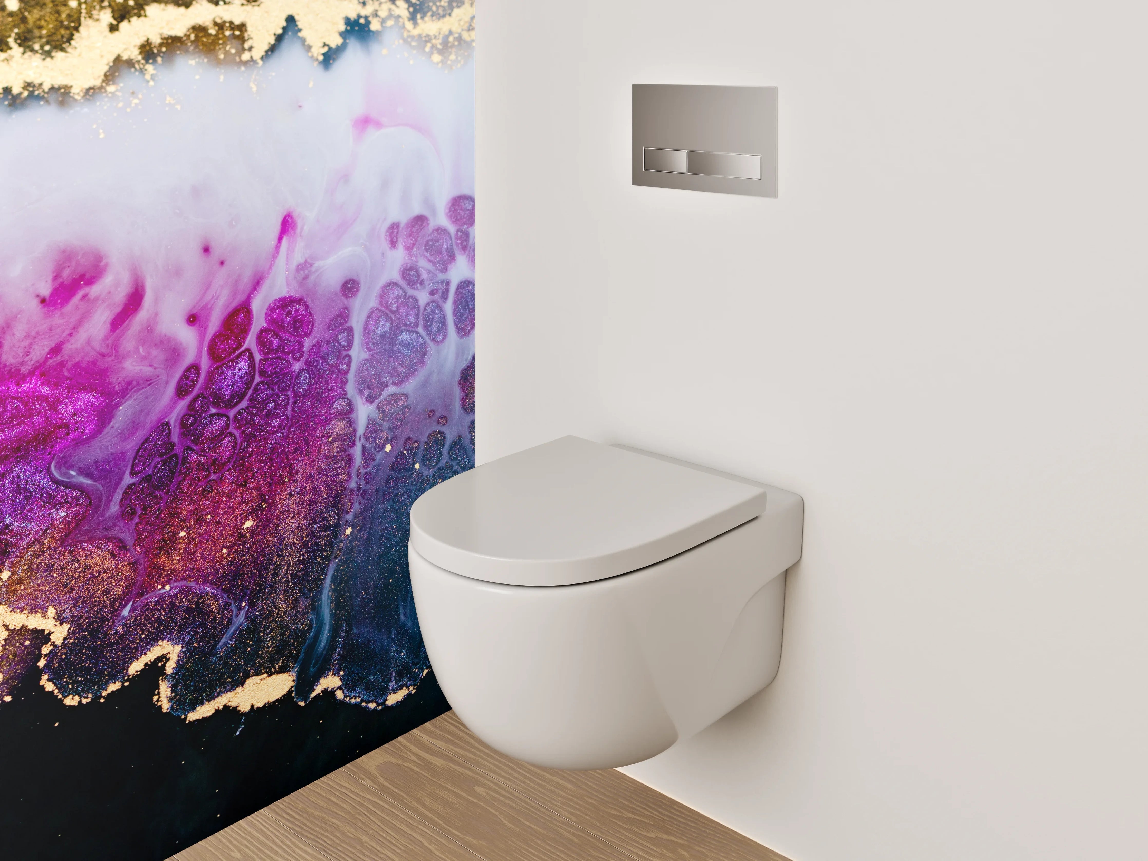 WC-Rückwand - Abstrakte Kunst Gold Pink Schwarz