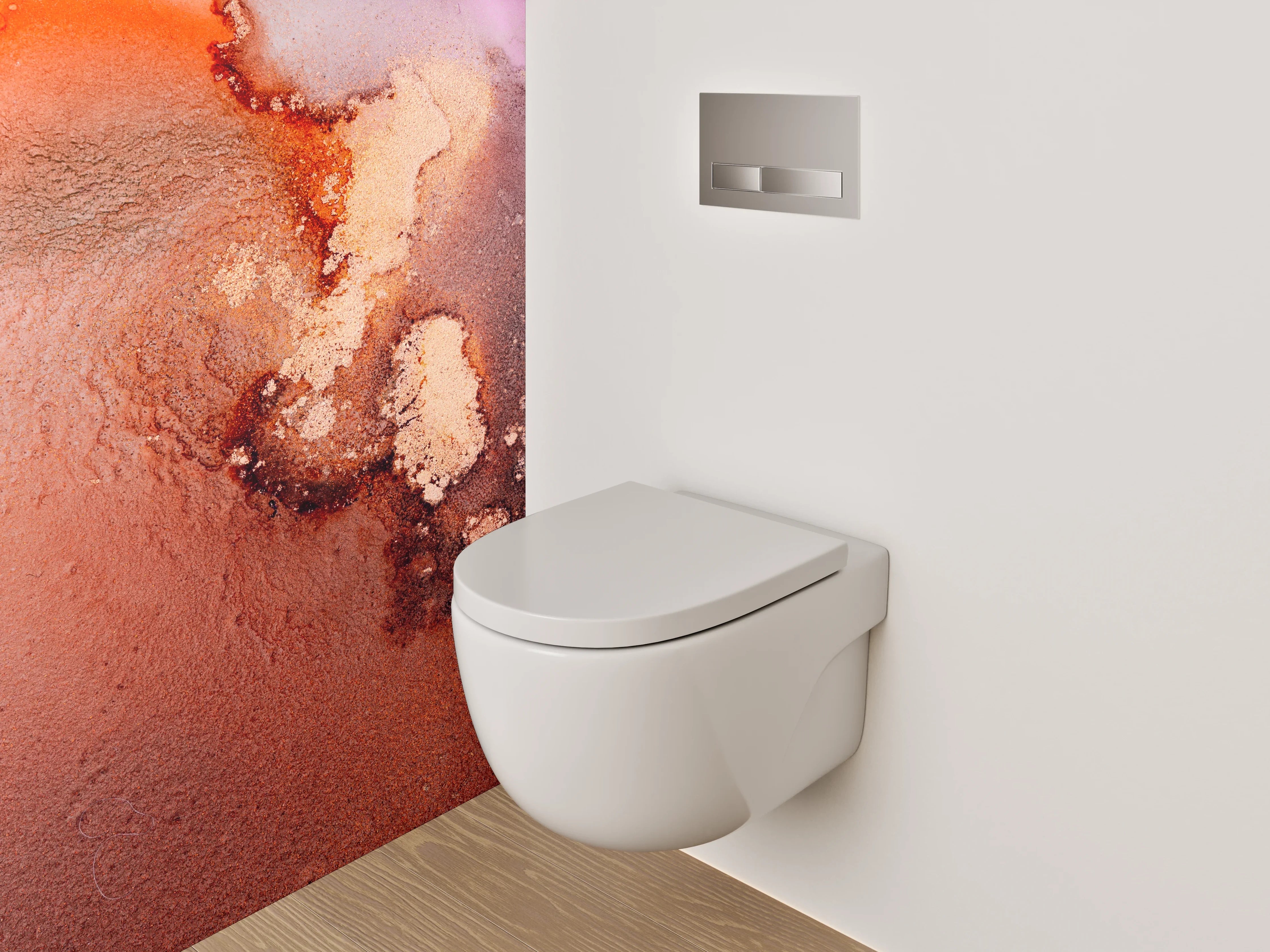 WC-Rückwand - Abstrakte Kunst Marmoroptik Rot Lila