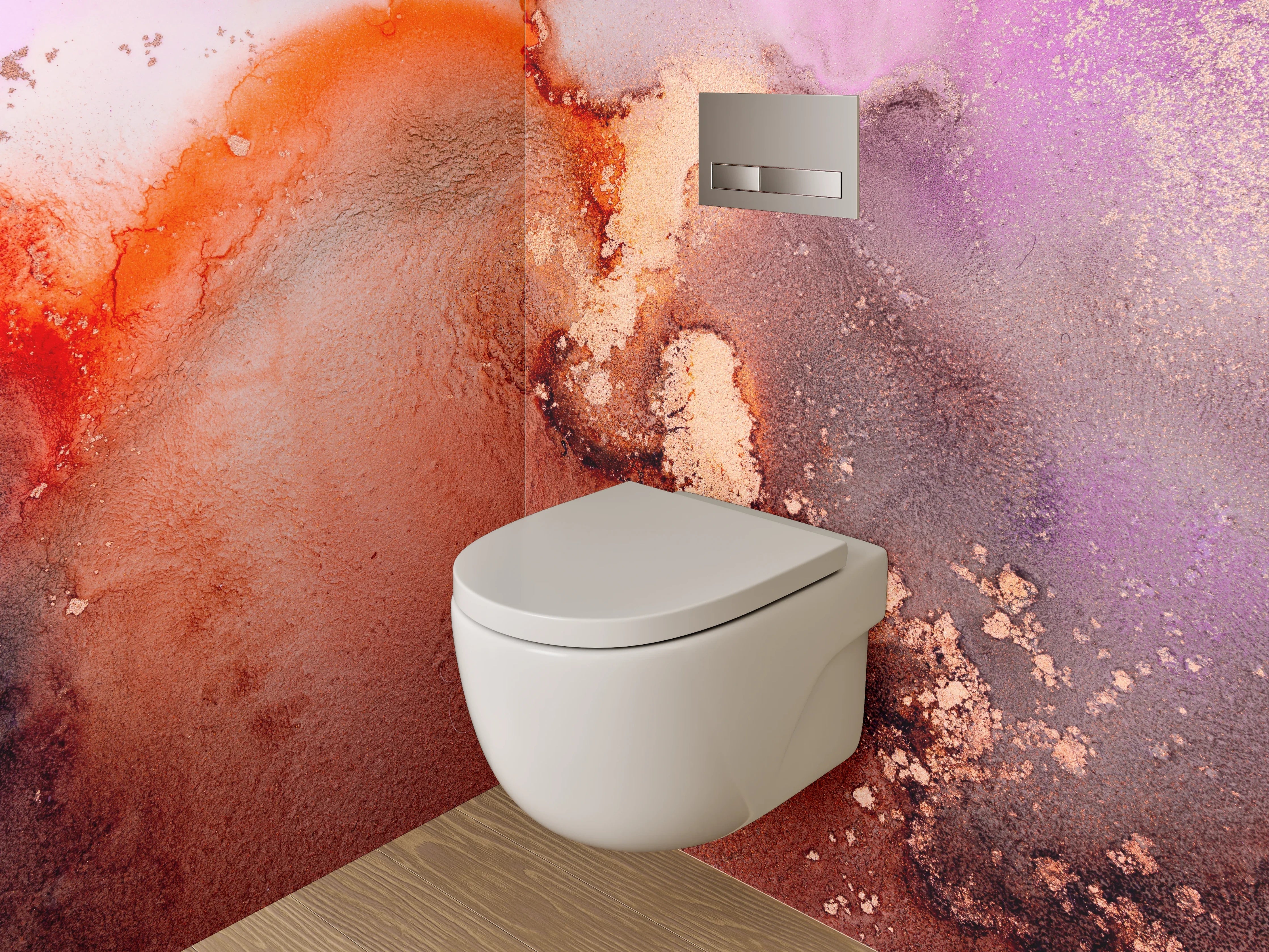 WC-Rückwand - Abstrakte Kunst Marmoroptik Rot Lila
