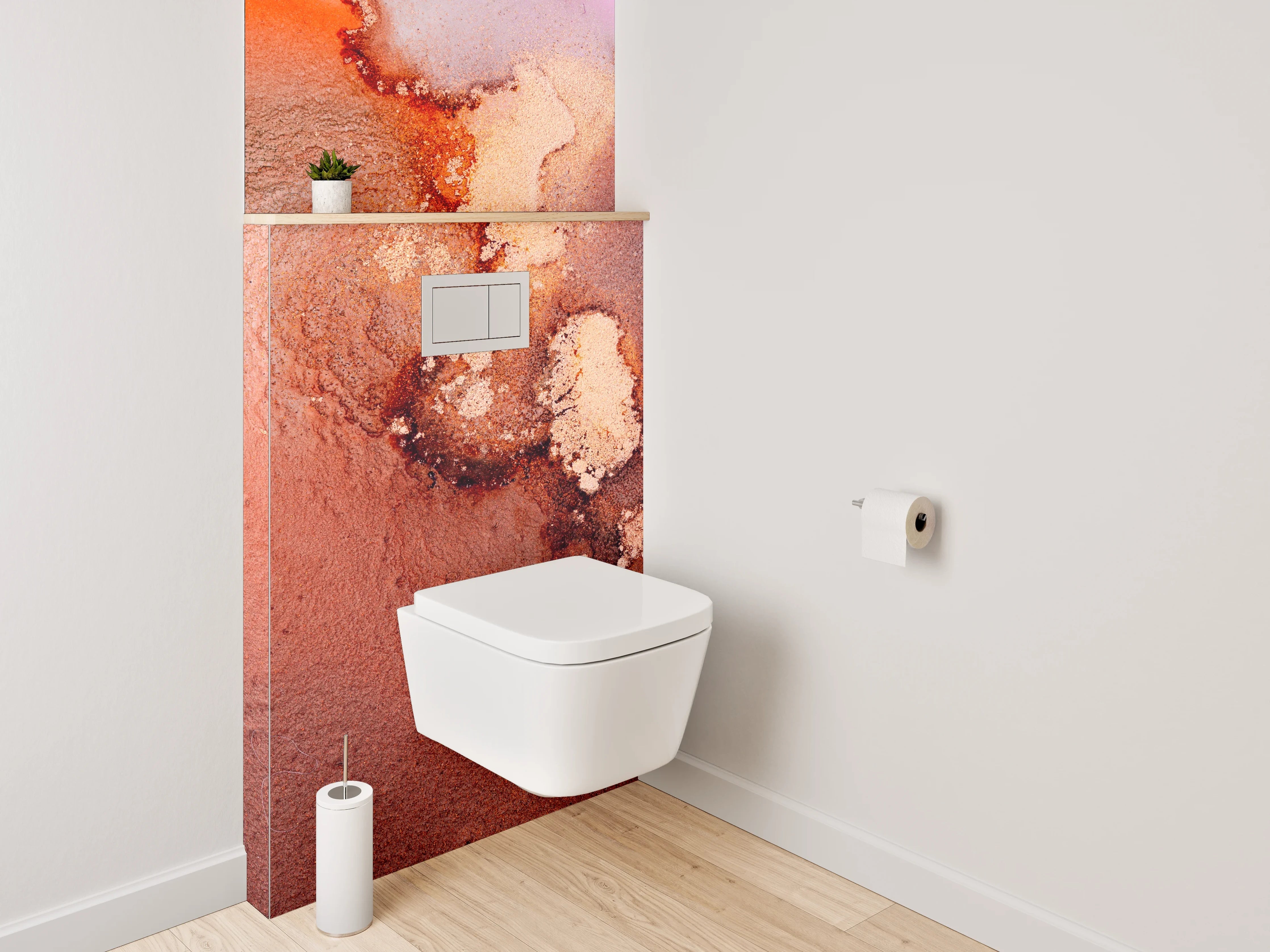 WC-Rückwand - Abstrakte Kunst Marmoroptik Rot Lila