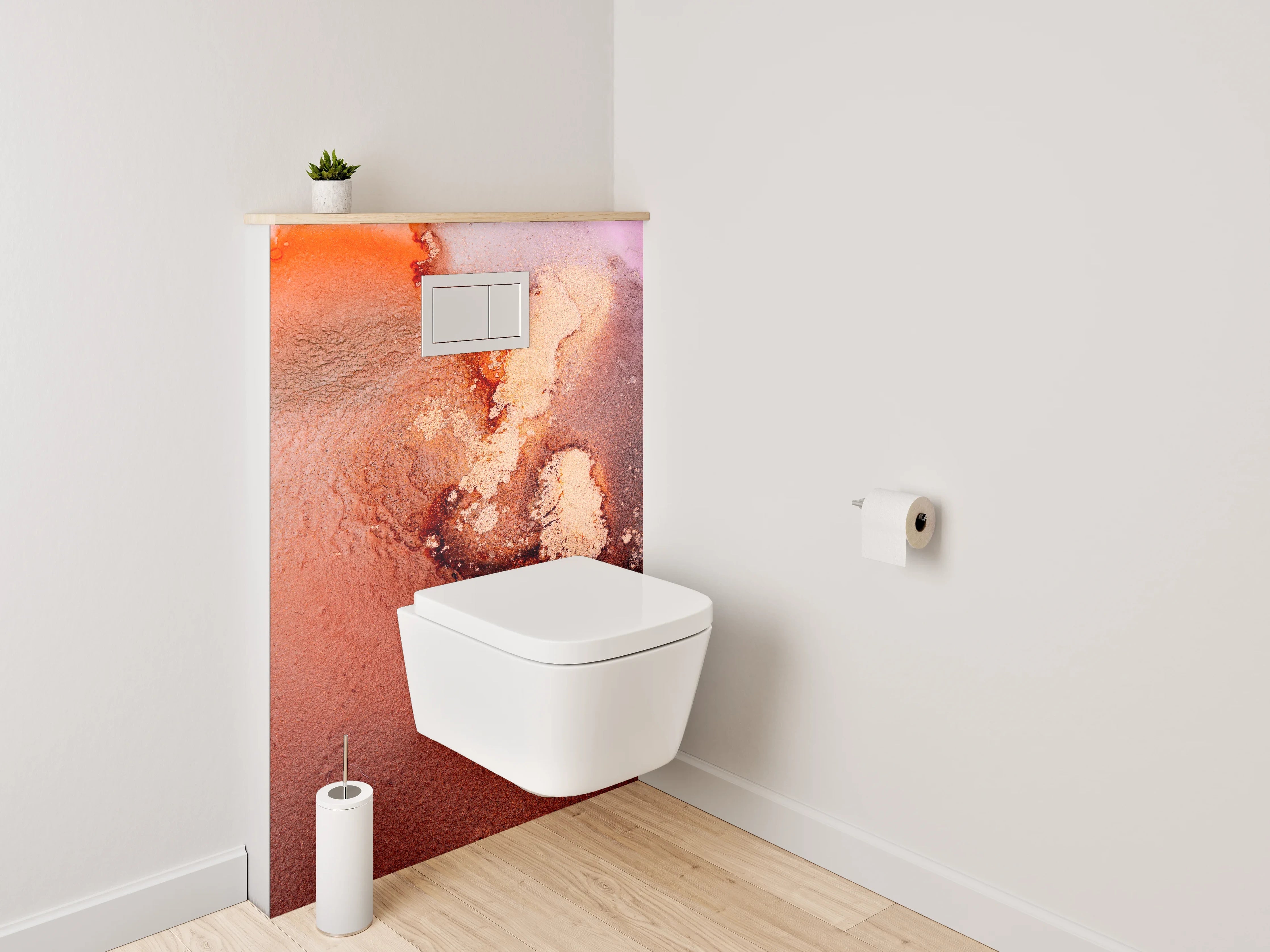 WC-Rückwand - Abstrakte Kunst Marmoroptik Rot Lila