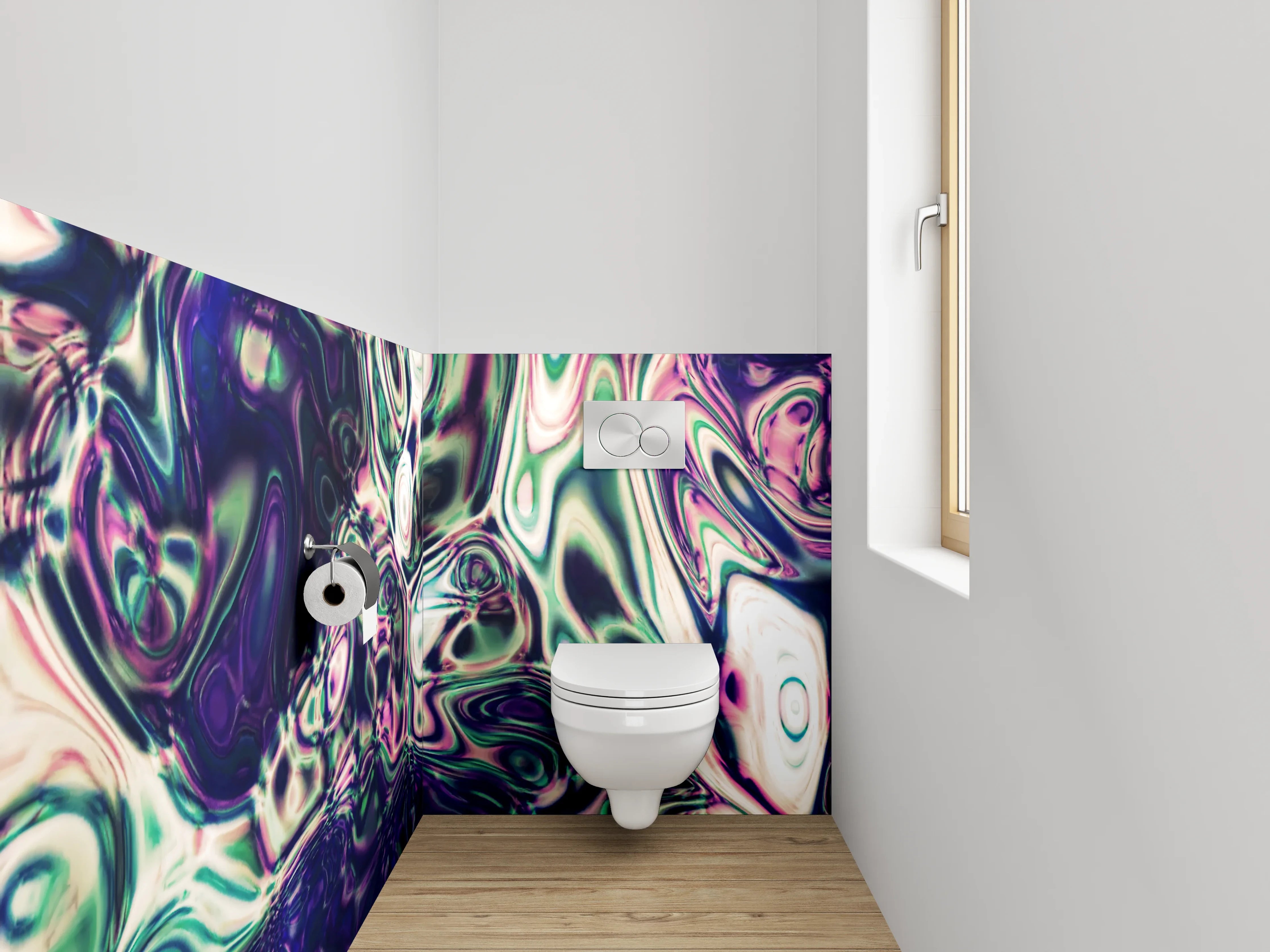 WC-Rückwand - Abstrakte Kunst violett-grün