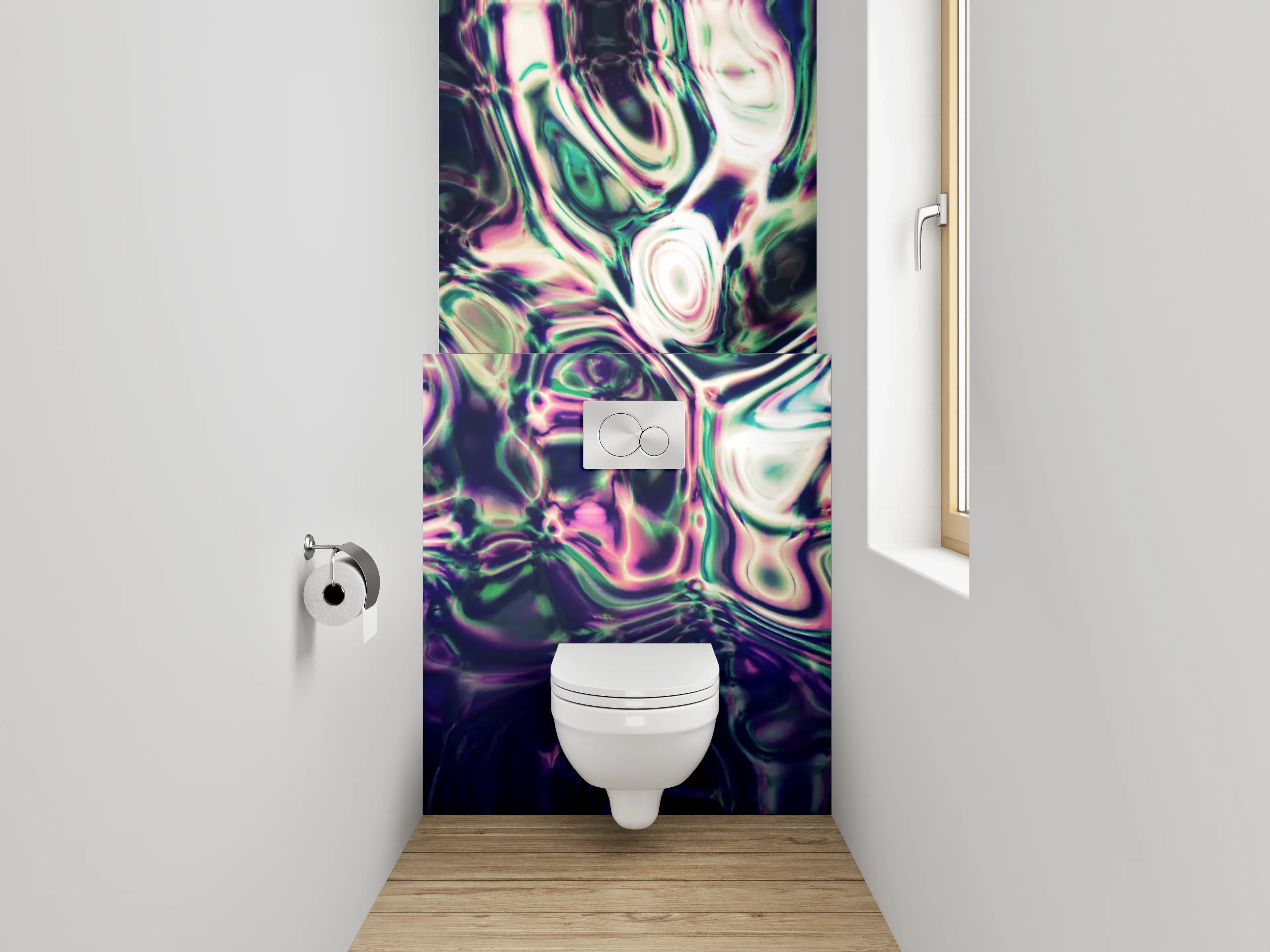 WC-Rückwand - Abstrakte Kunst violett-grün