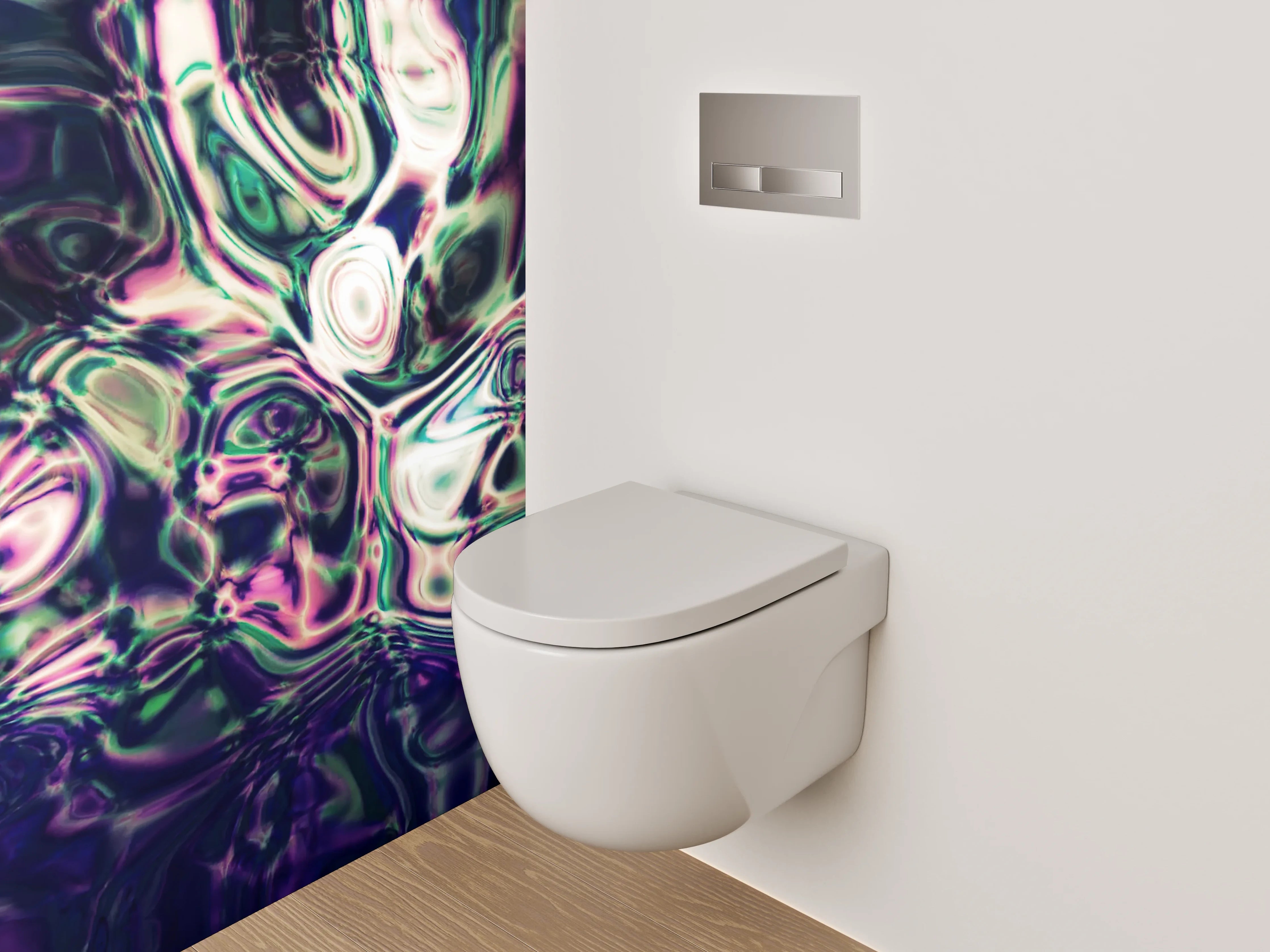 WC-Rückwand - Abstrakte Kunst violett-grün