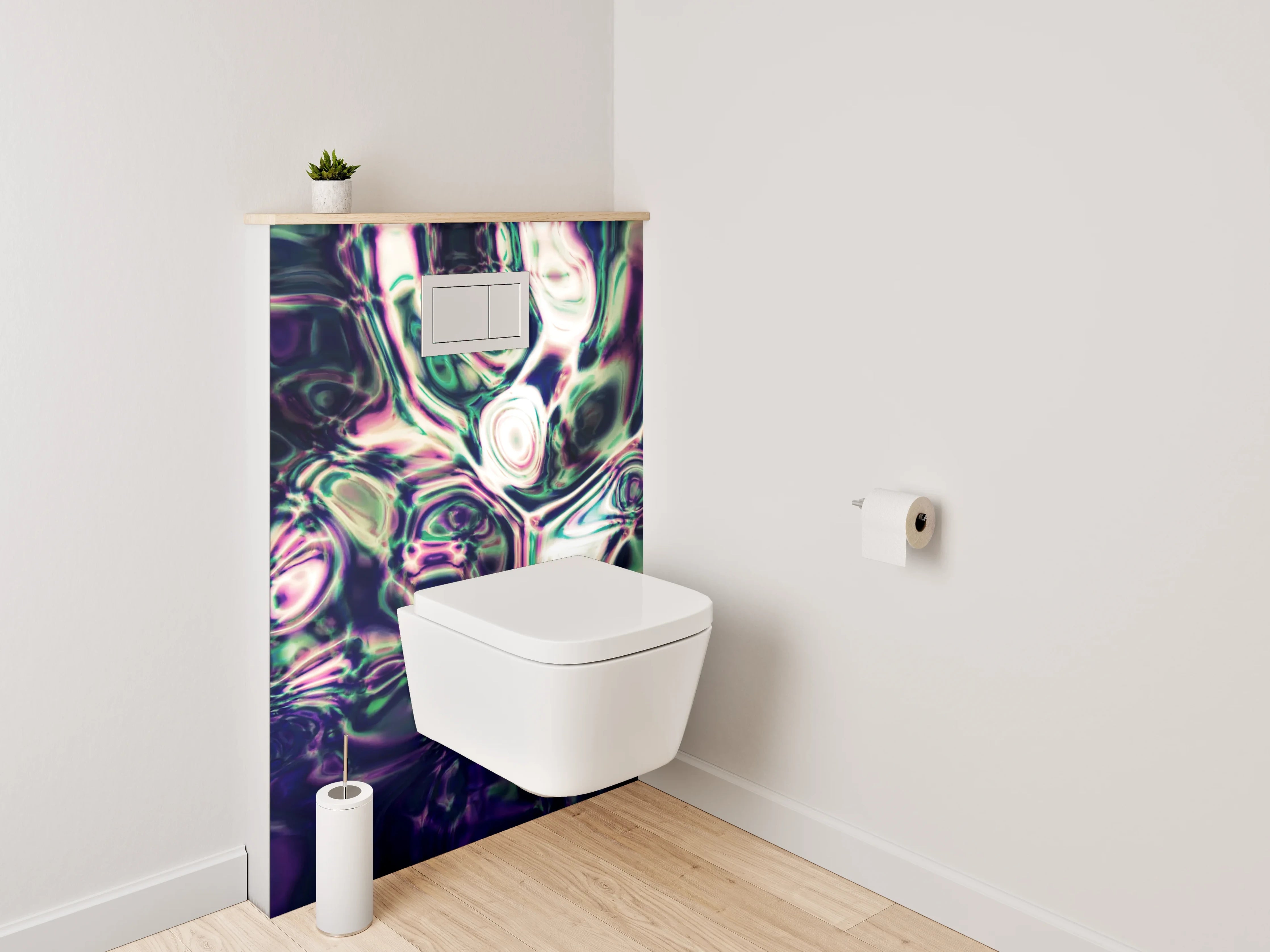 WC-Rückwand - Abstrakte Kunst violett-grün