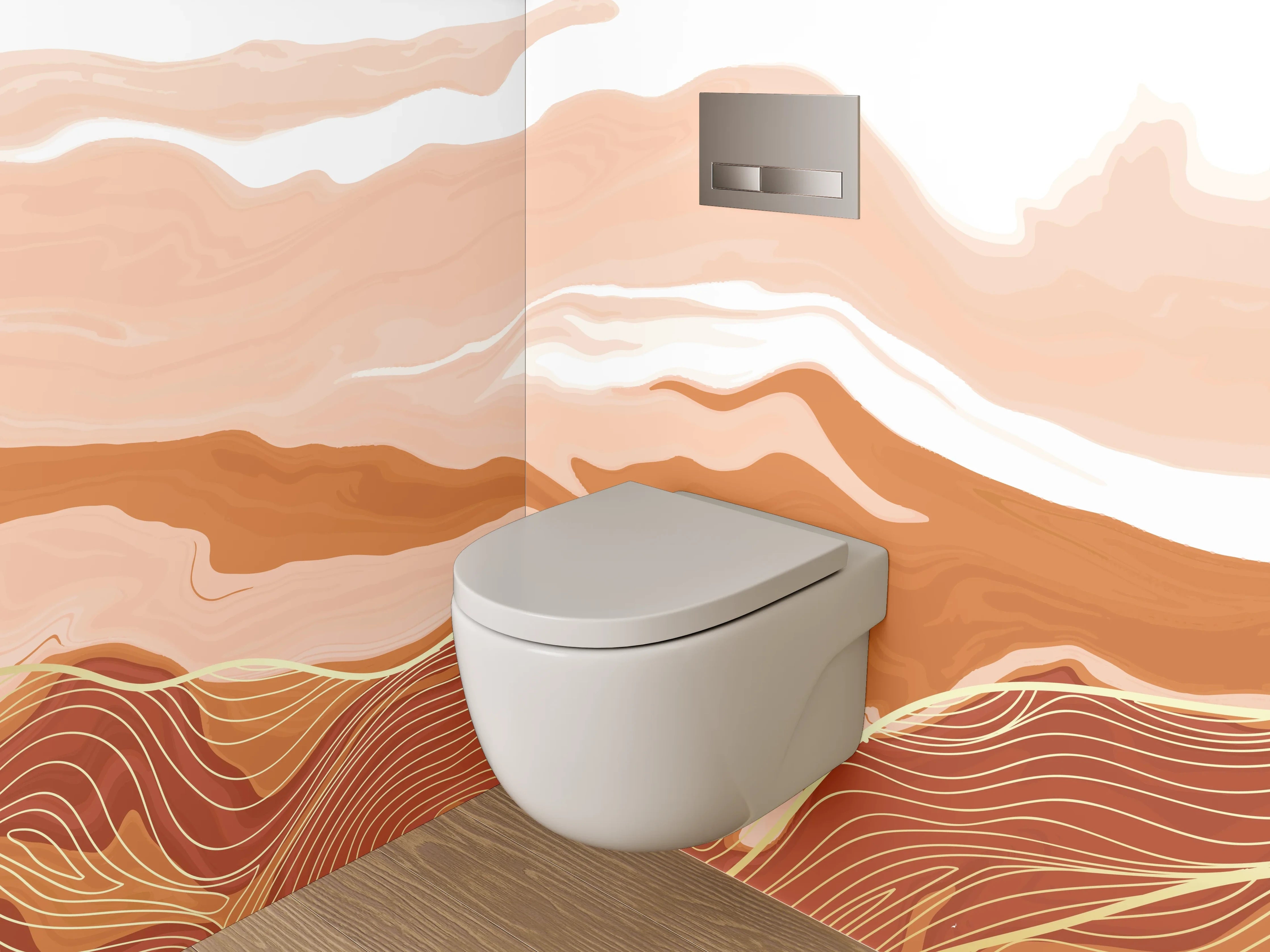 WC-Rückwand - Abstrakte Landschaft in Sandtönen