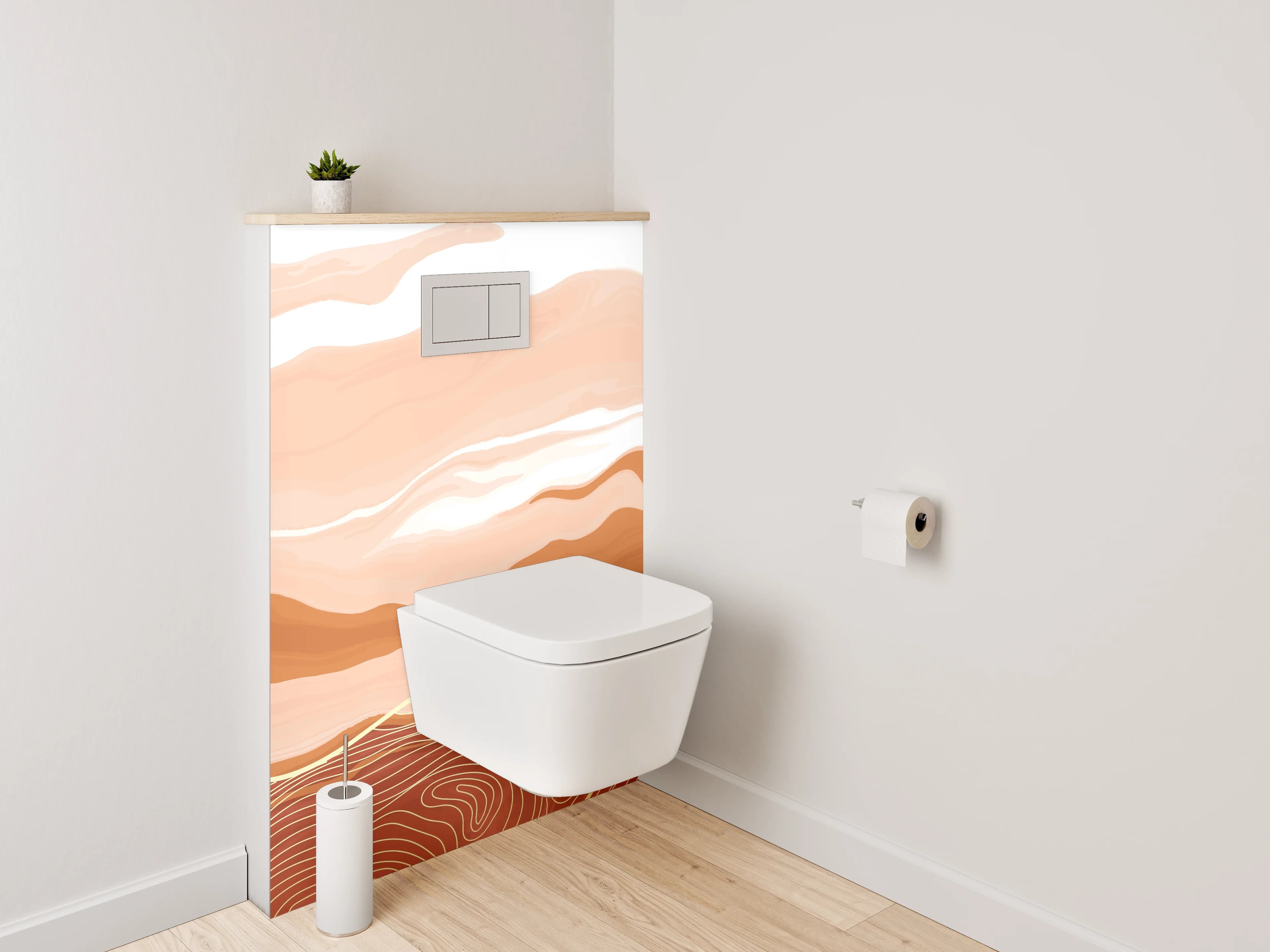 WC-Rückwand - Abstrakte Landschaft in Sandtönen
