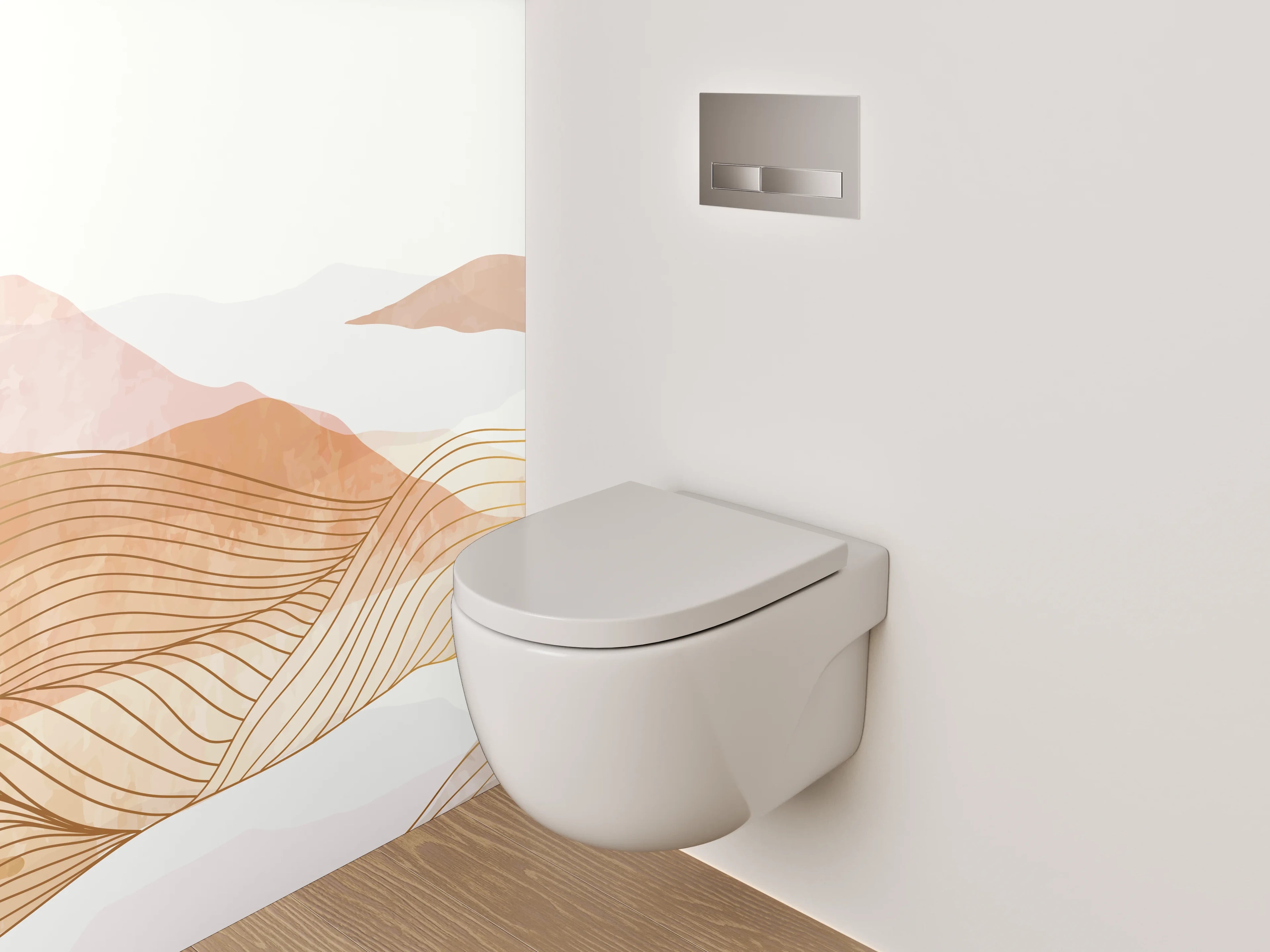 WC-Rückwand - Abstrakte Landschaft in sanften Erdtönen