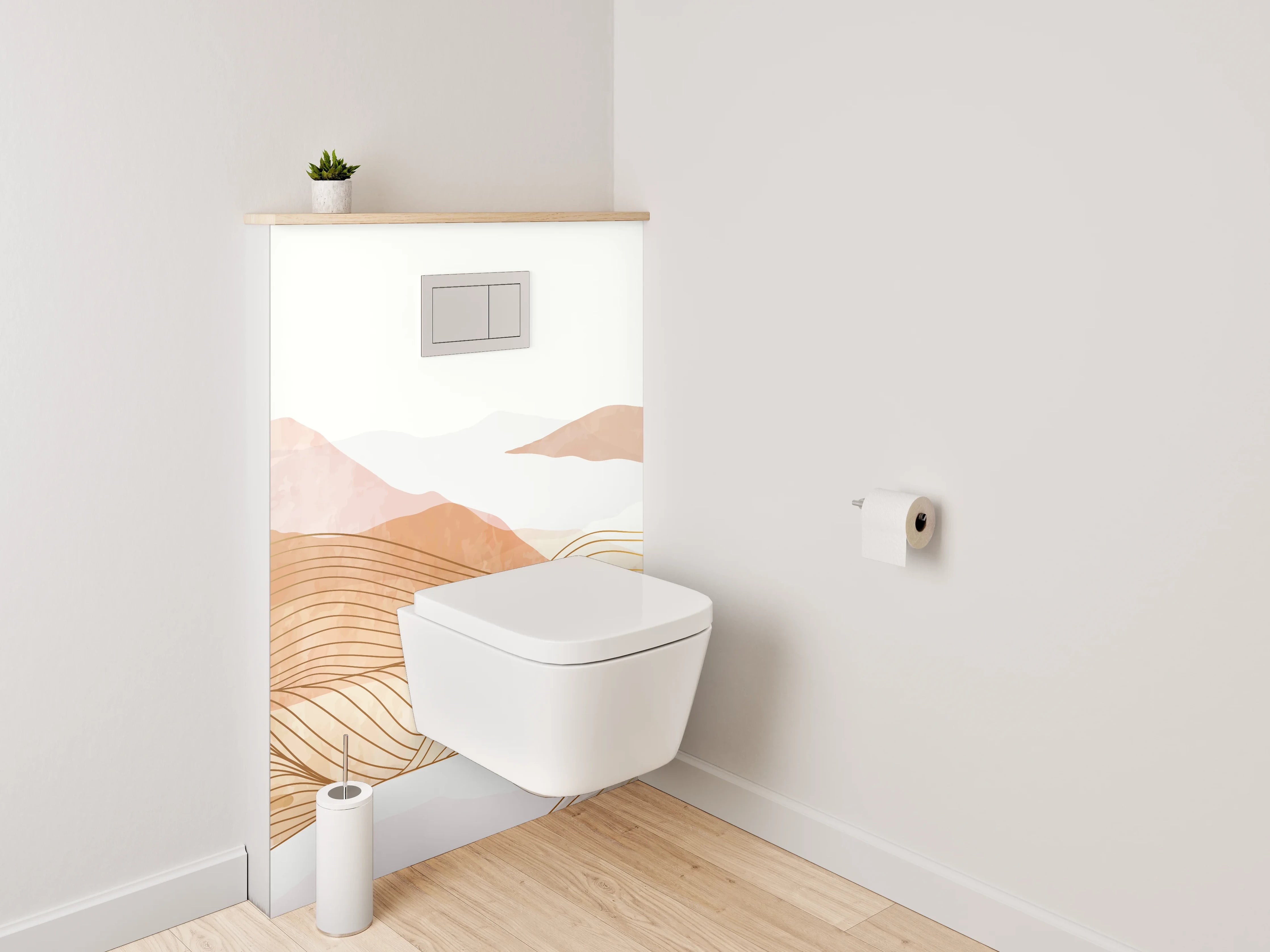 WC-Rückwand - Abstrakte Landschaft in sanften Erdtönen