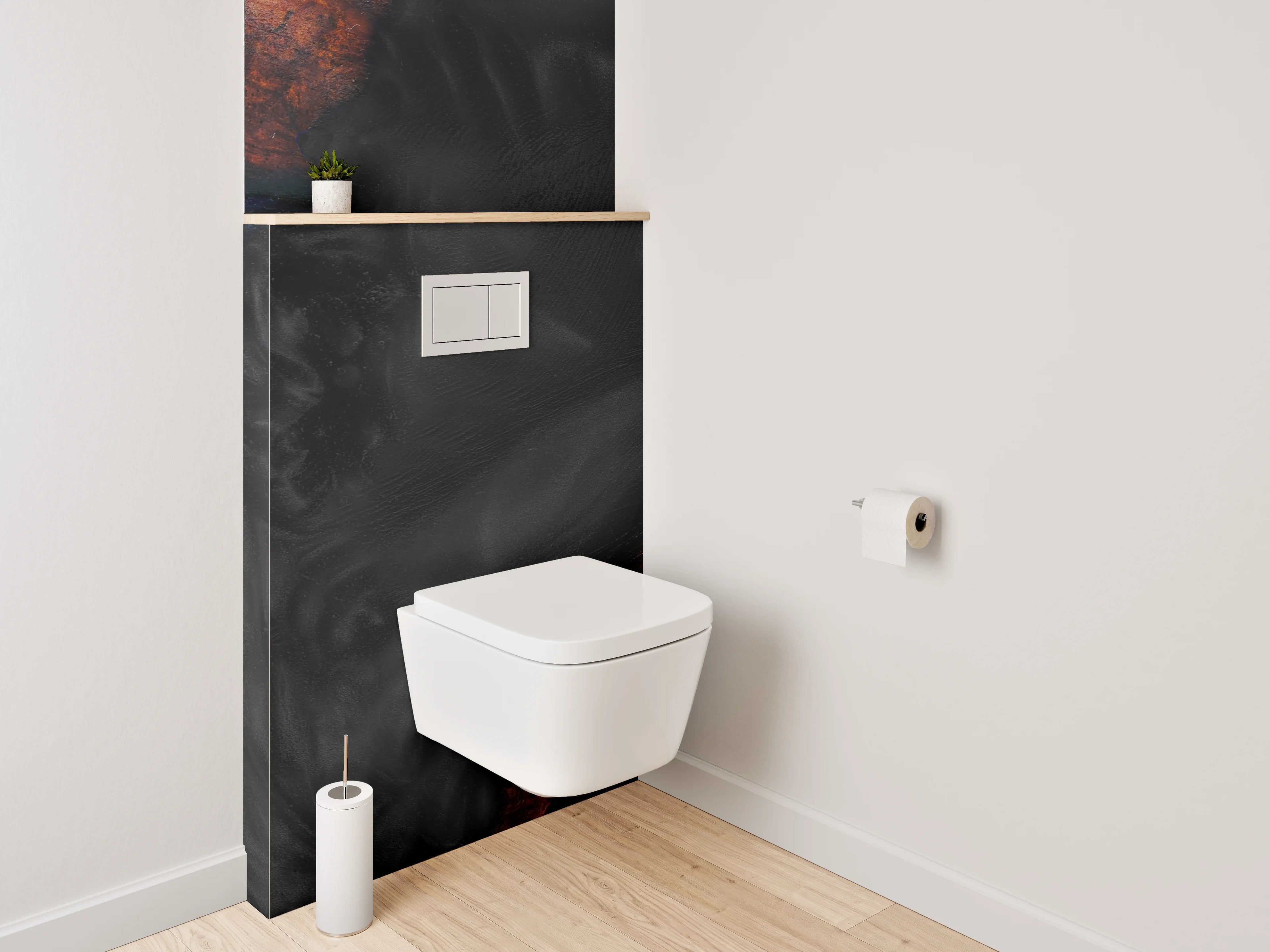 WC-Rückwand - Abstrakte Lava-Textur in Schwarz und Orange