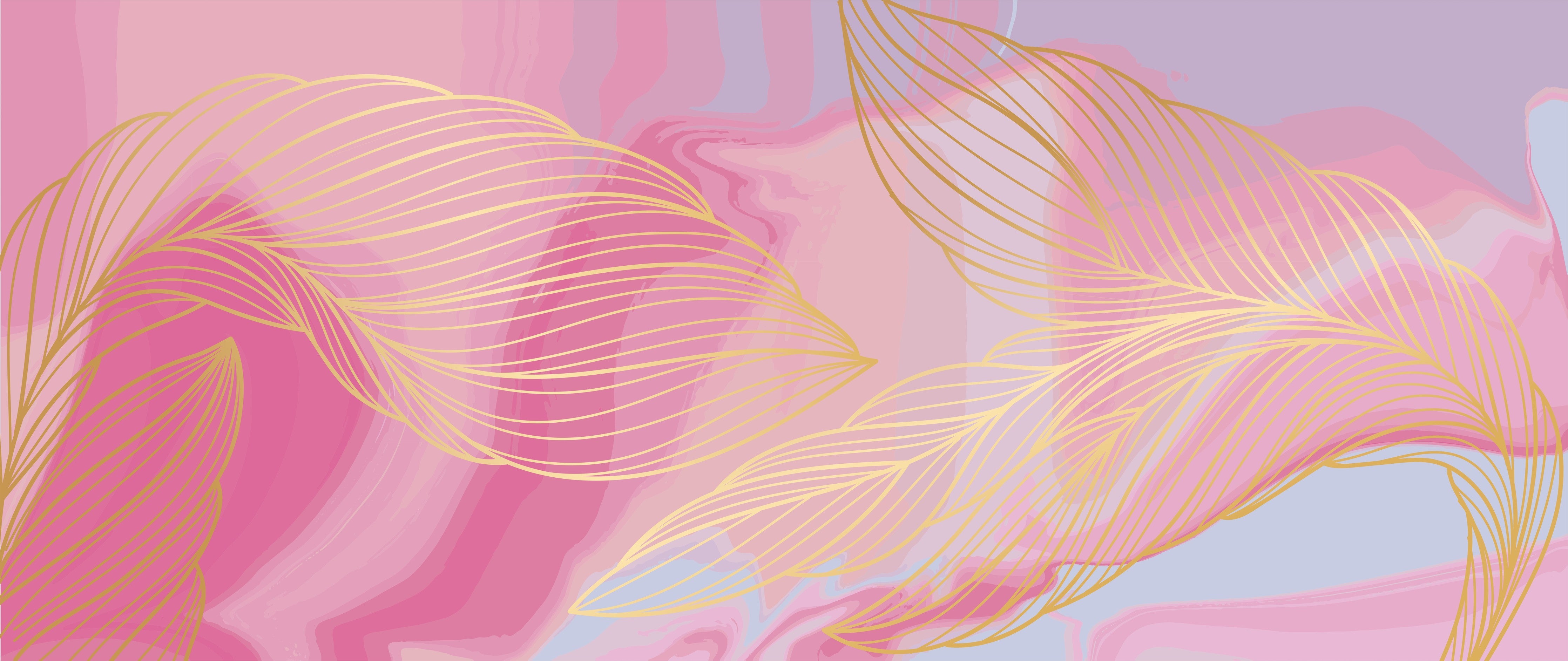 WC-Rückwand-Abstrakte Lineart mit Gold in Rosa