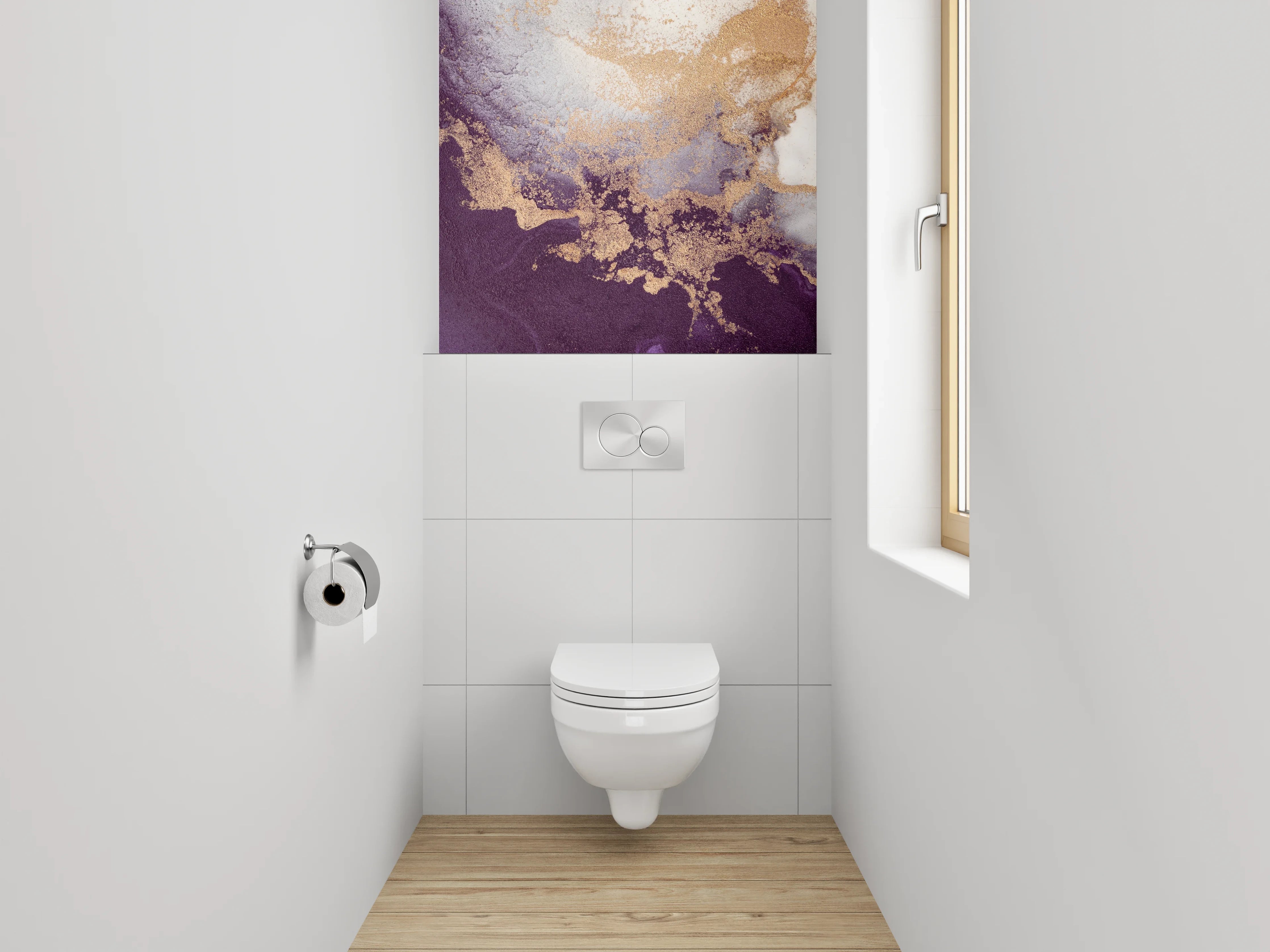 WC-Rückwand - Abstrakte Marmor Gold Lila Mischung
