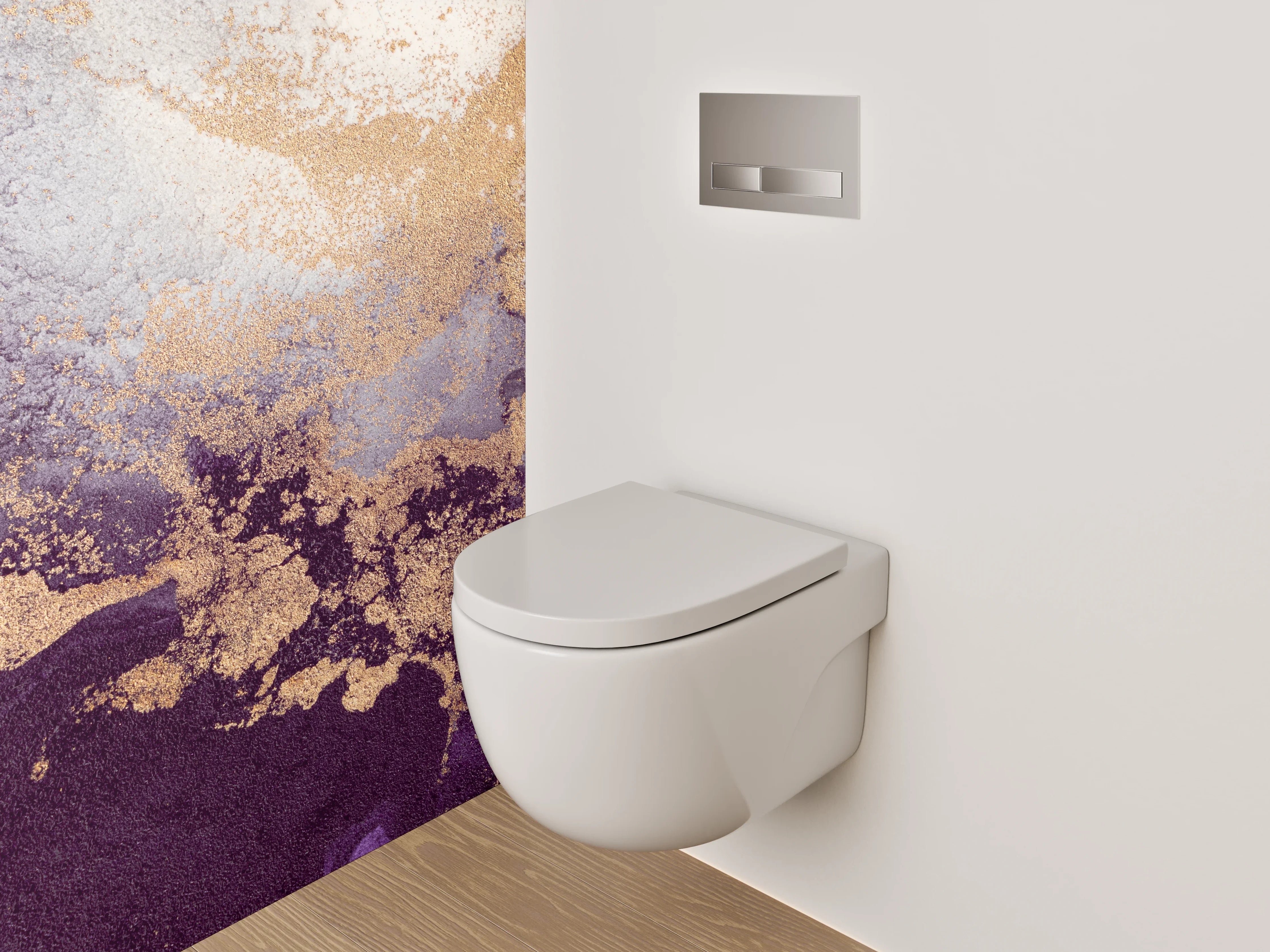 WC-Rückwand - Abstrakte Marmor Gold Lila Mischung