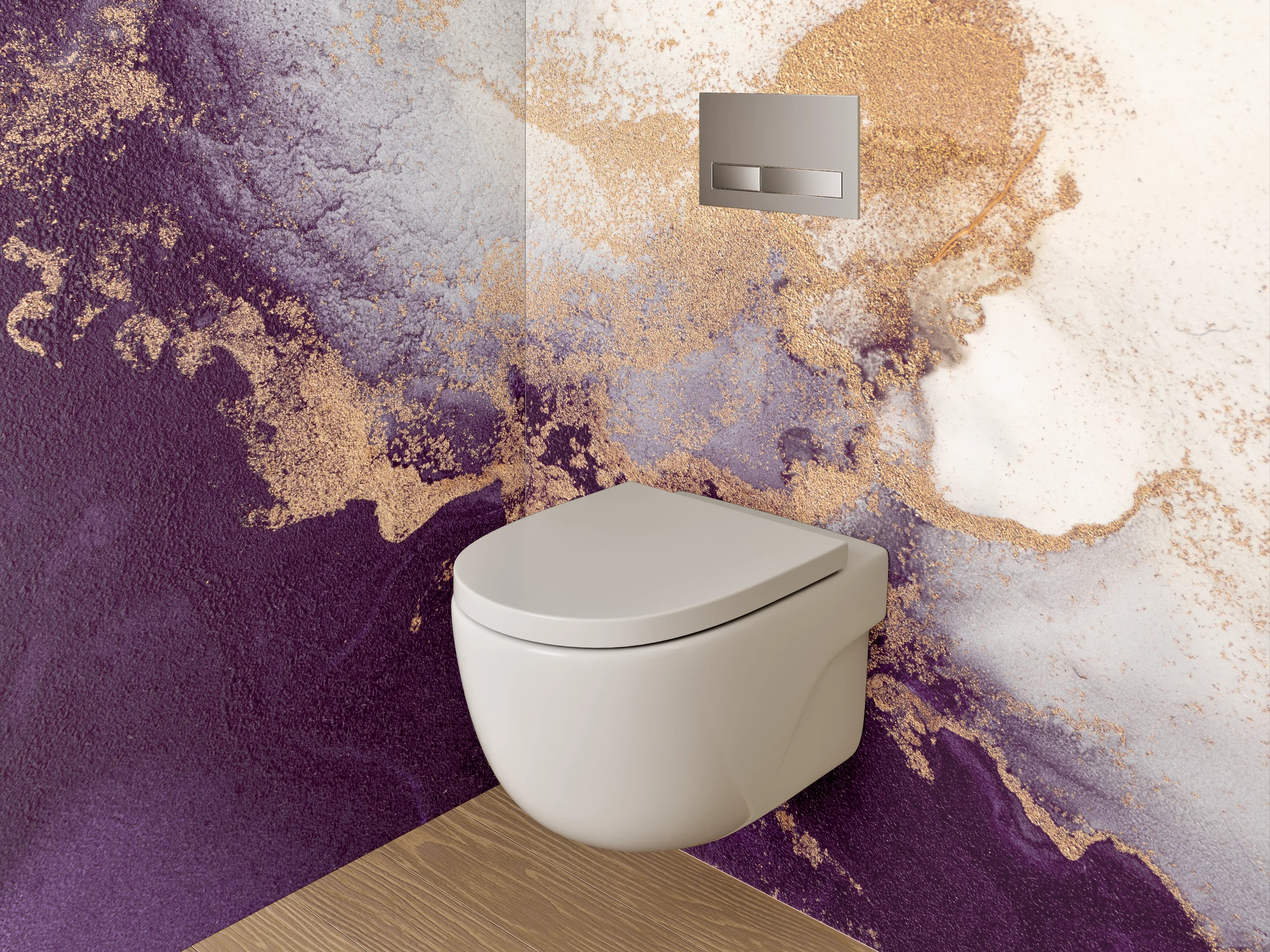 WC-Rückwand - Abstrakte Marmor Gold Lila Mischung