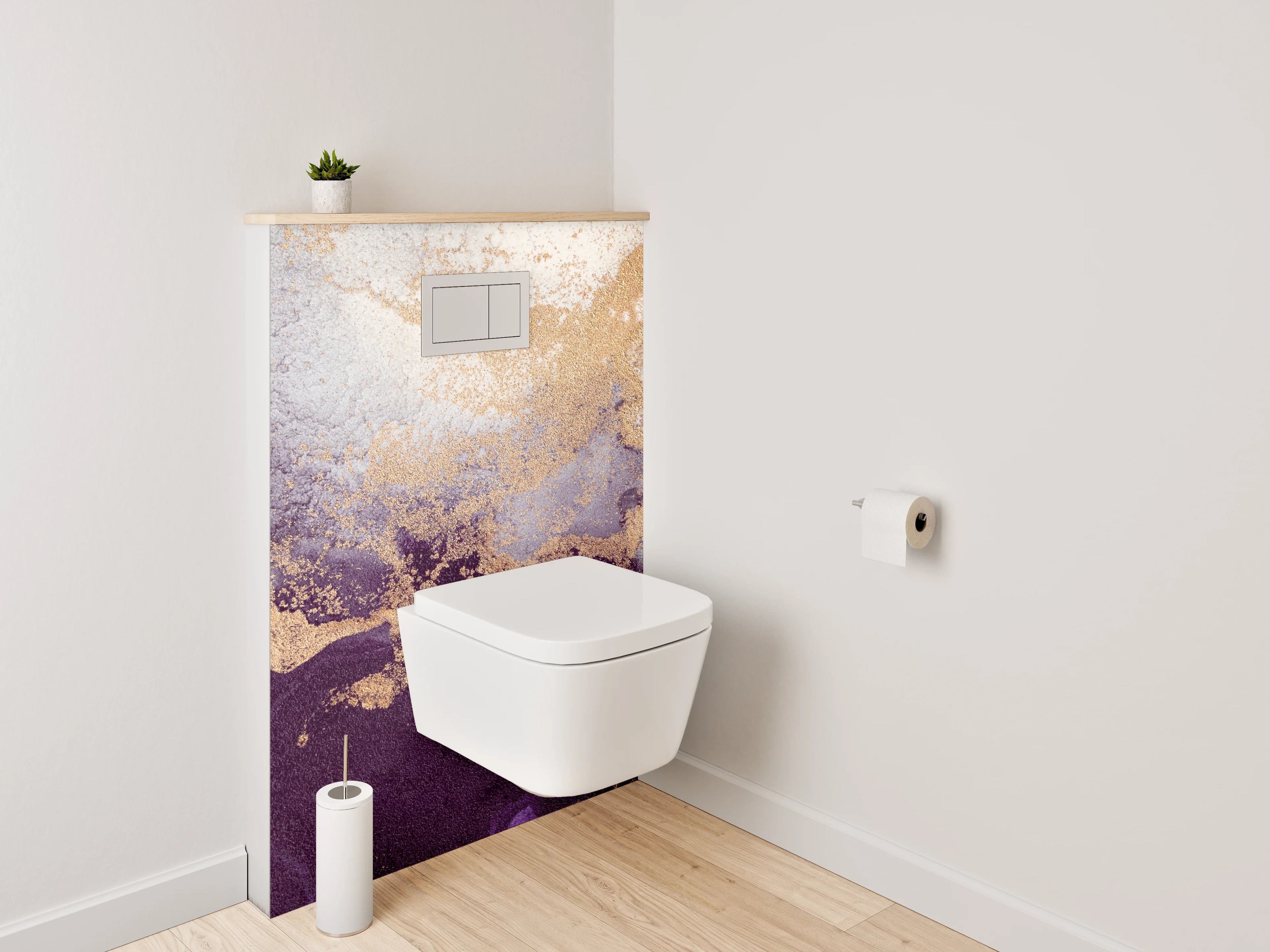 WC-Rückwand - Abstrakte Marmor Gold Lila Mischung