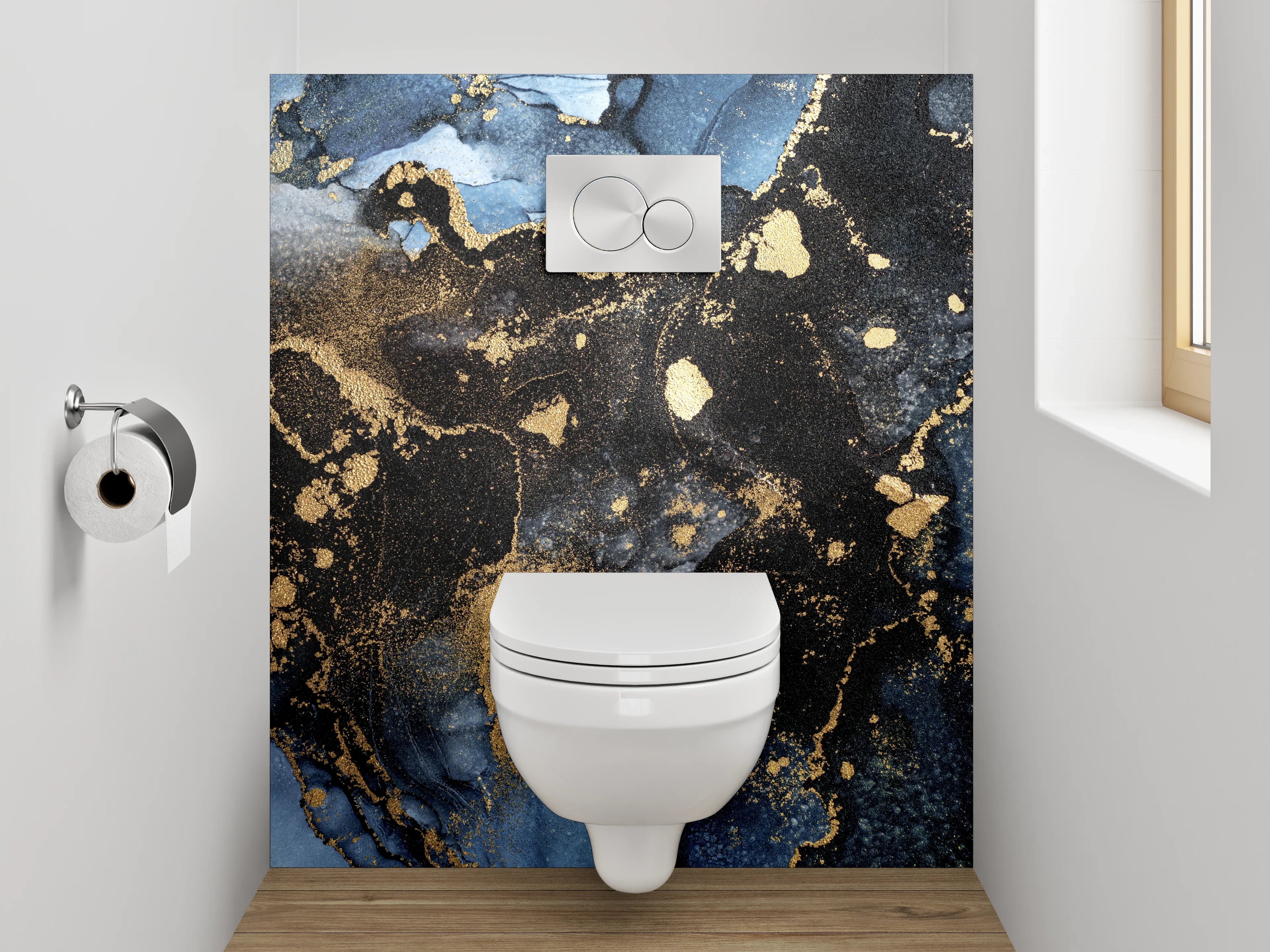WC-Rückwand - Abstrakte Marmor-Gold-Optik