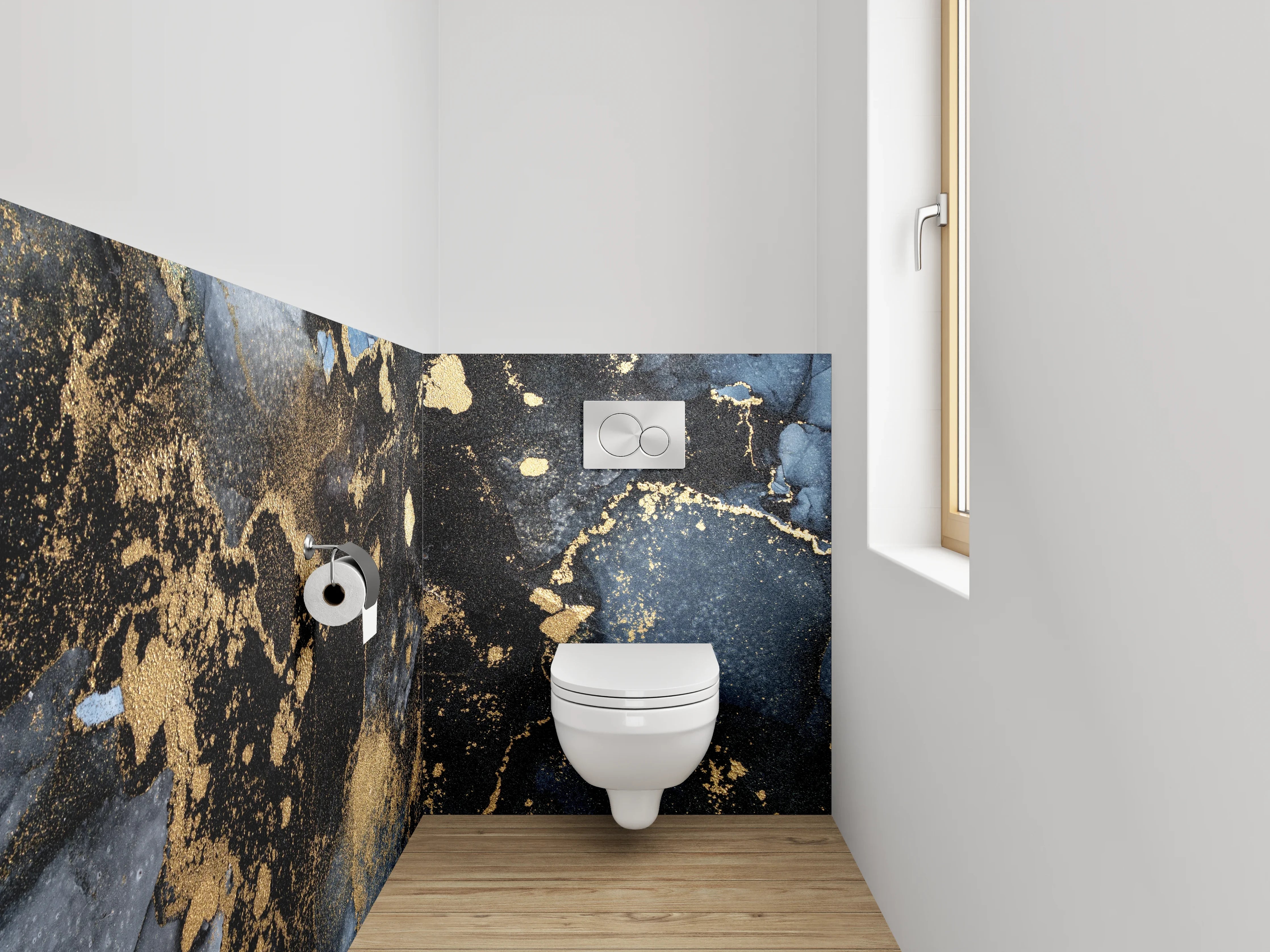 WC-Rückwand - Abstrakte Marmor-Gold-Optik