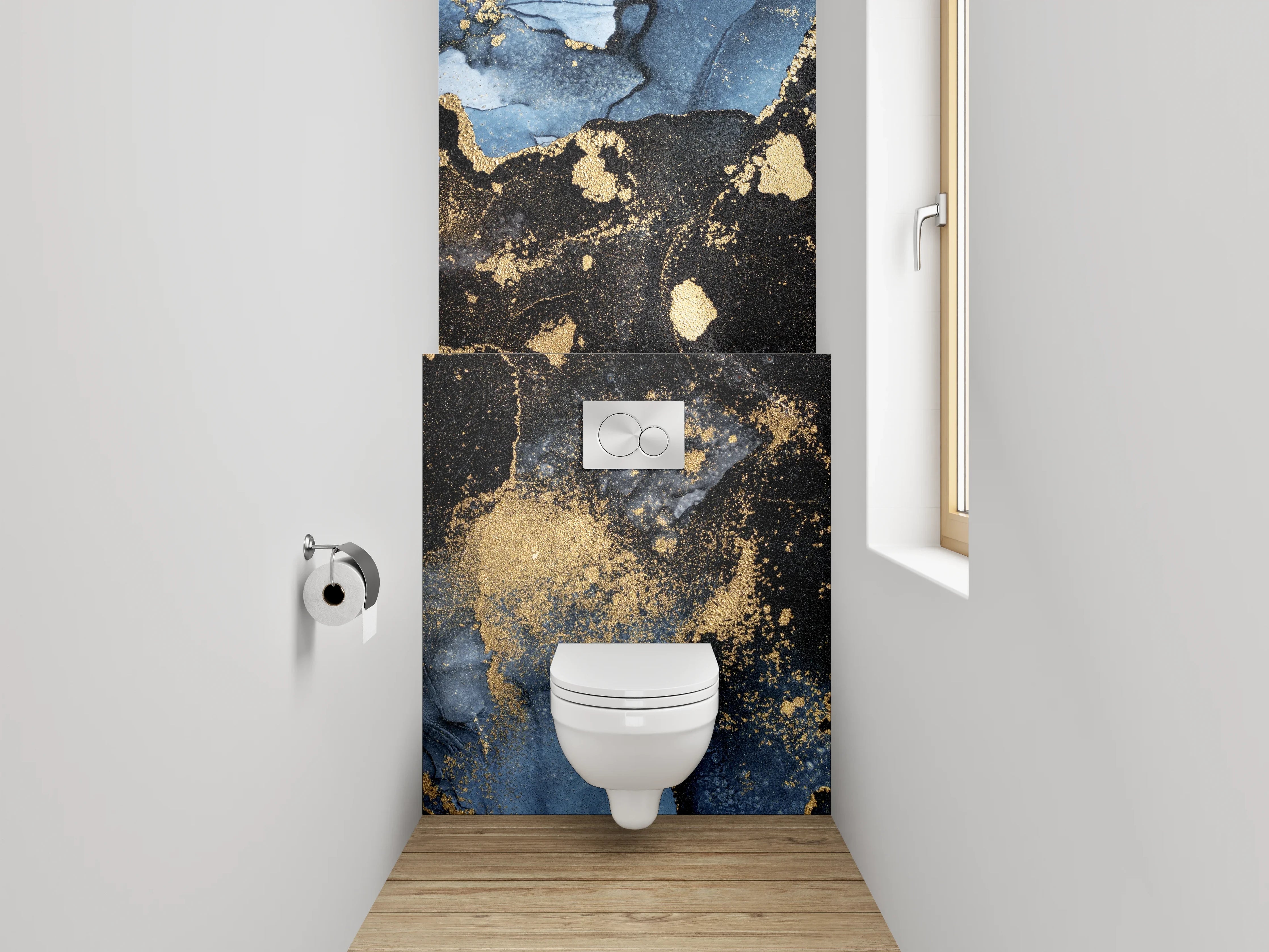 WC-Rückwand - Abstrakte Marmor-Gold-Optik
