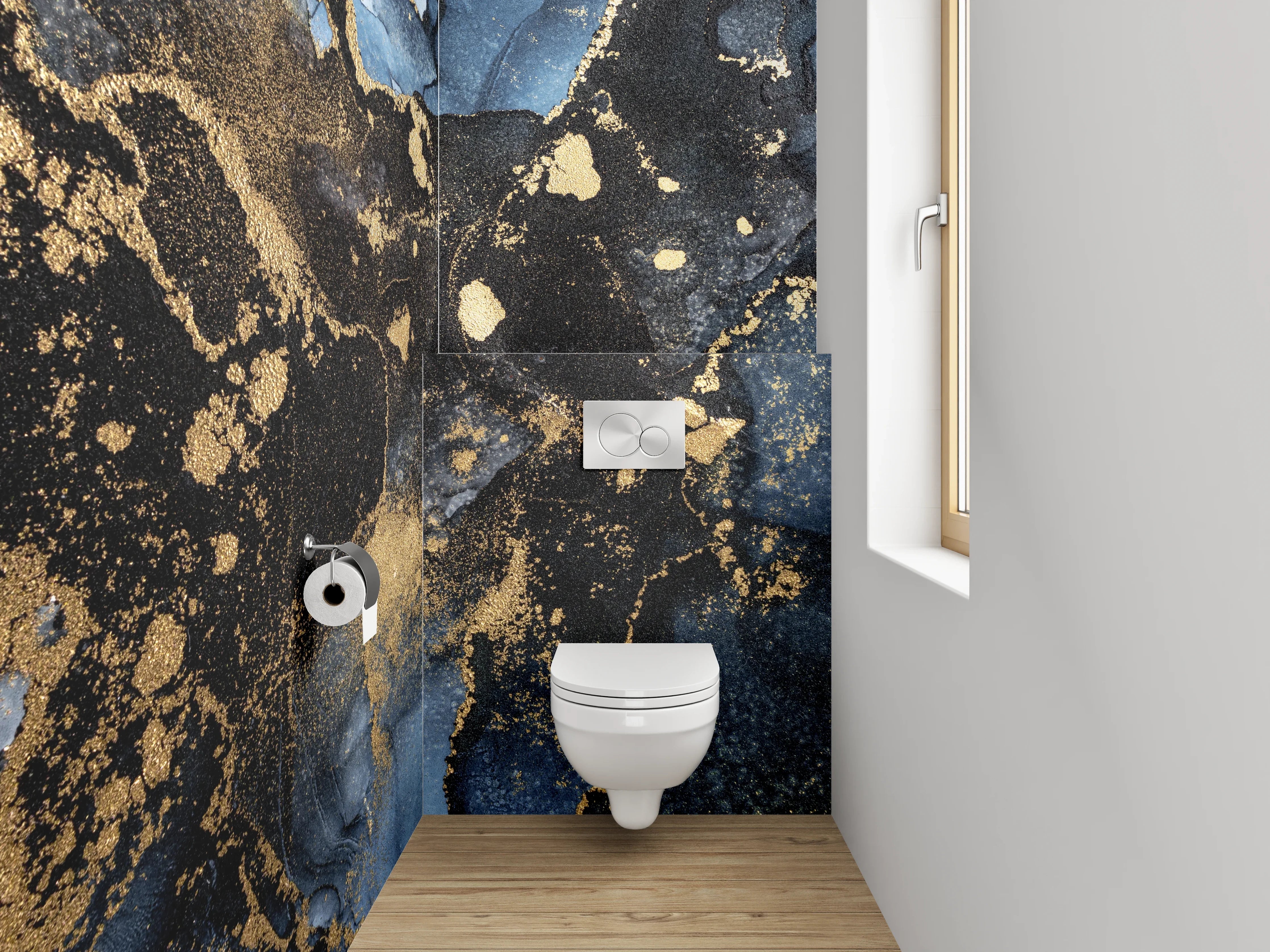 WC-Rückwand - Abstrakte Marmor-Gold-Optik