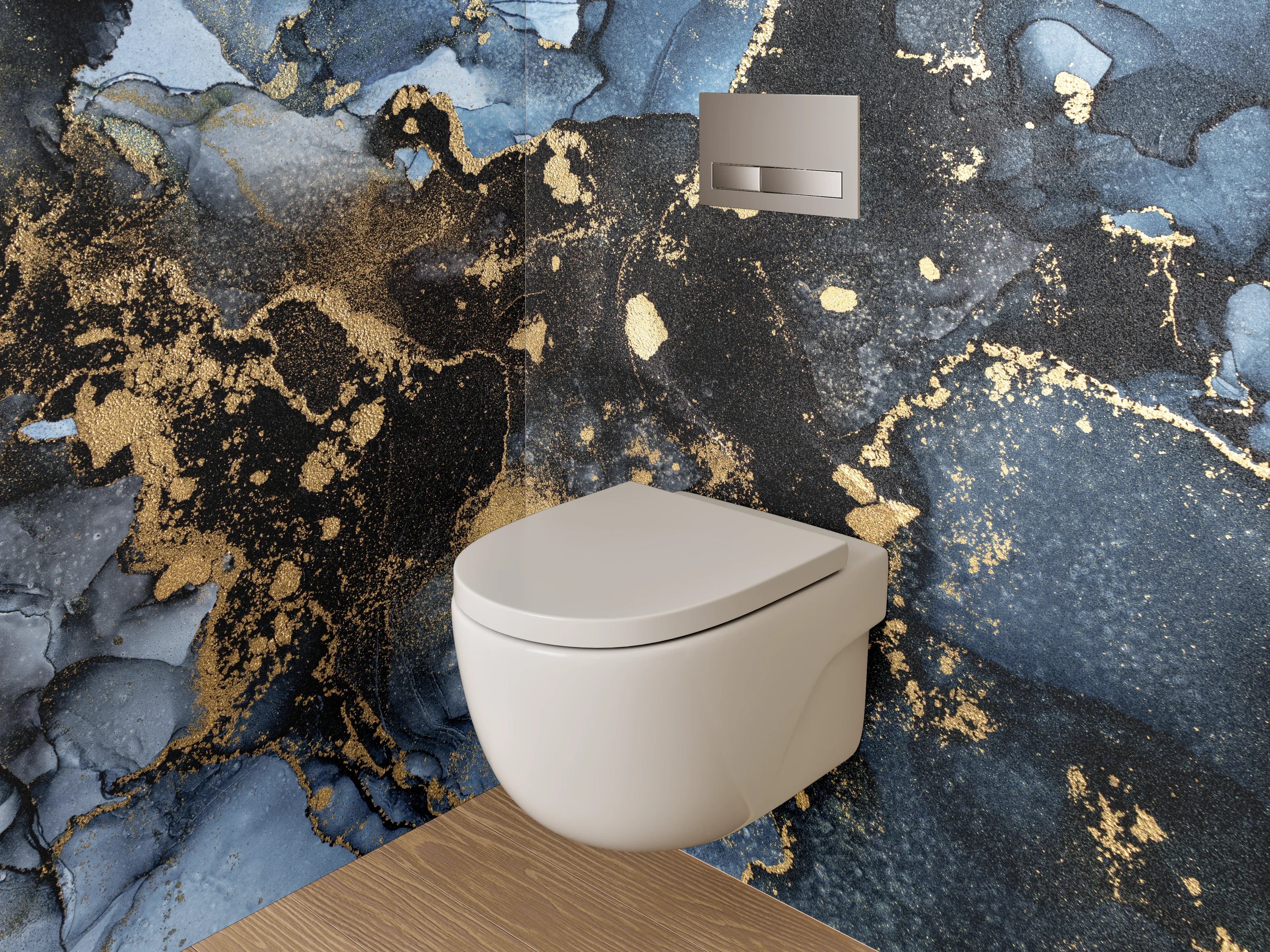 WC-Rückwand - Abstrakte Marmor-Gold-Optik