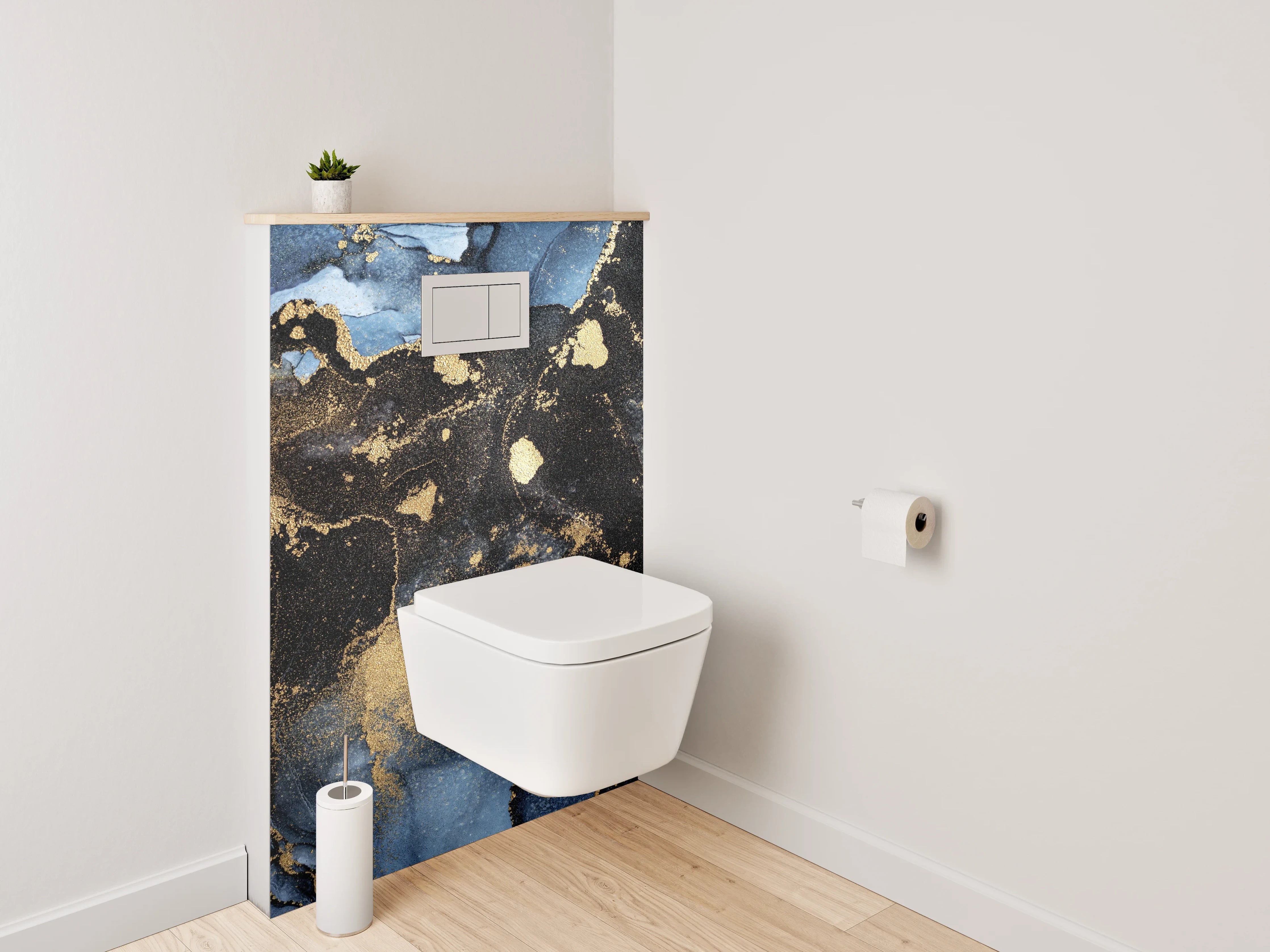 WC-Rückwand - Abstrakte Marmor-Gold-Optik