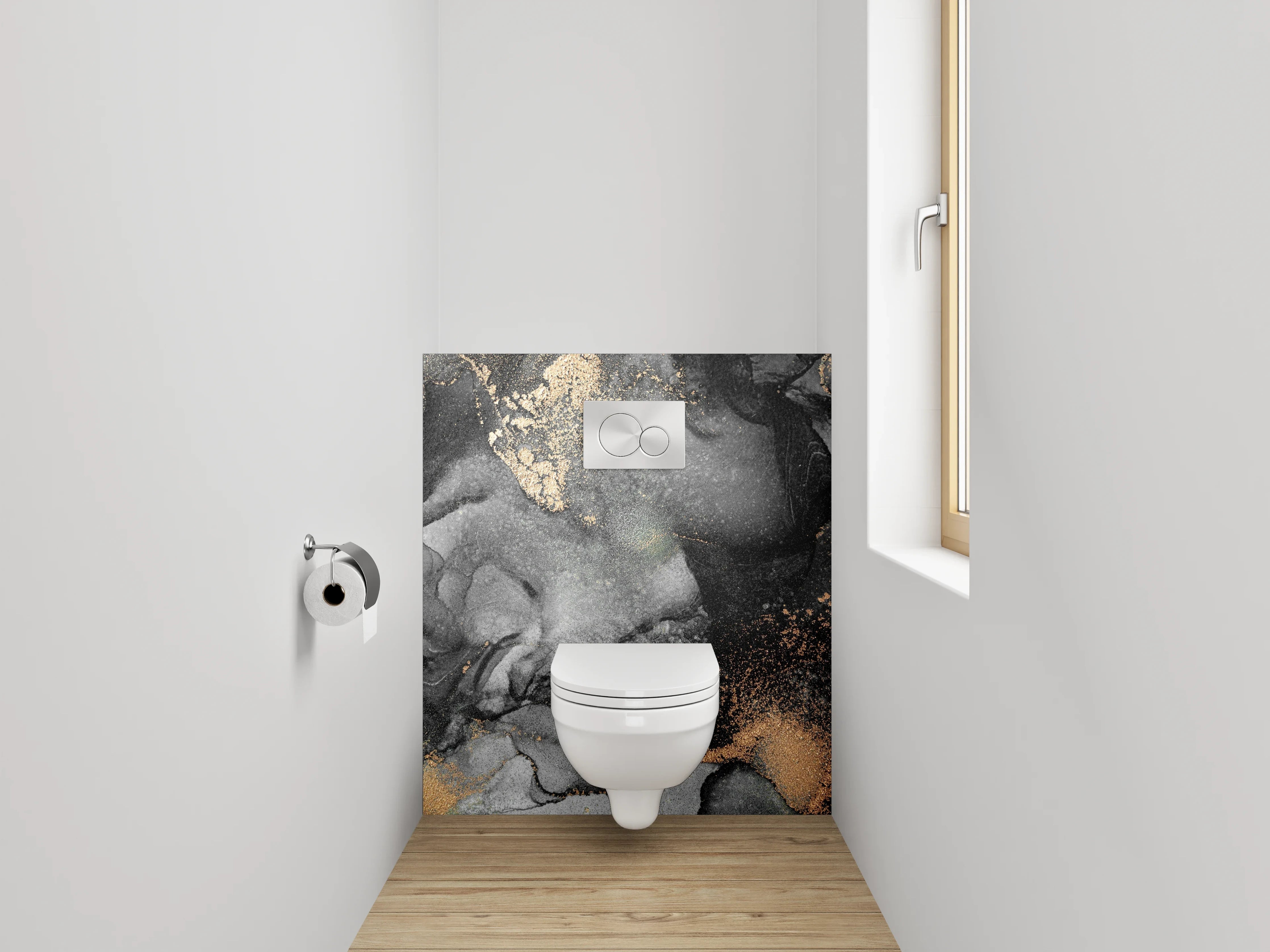 WC-Rückwand - Abstrakte Marmor-Gold-Optik Wandbild