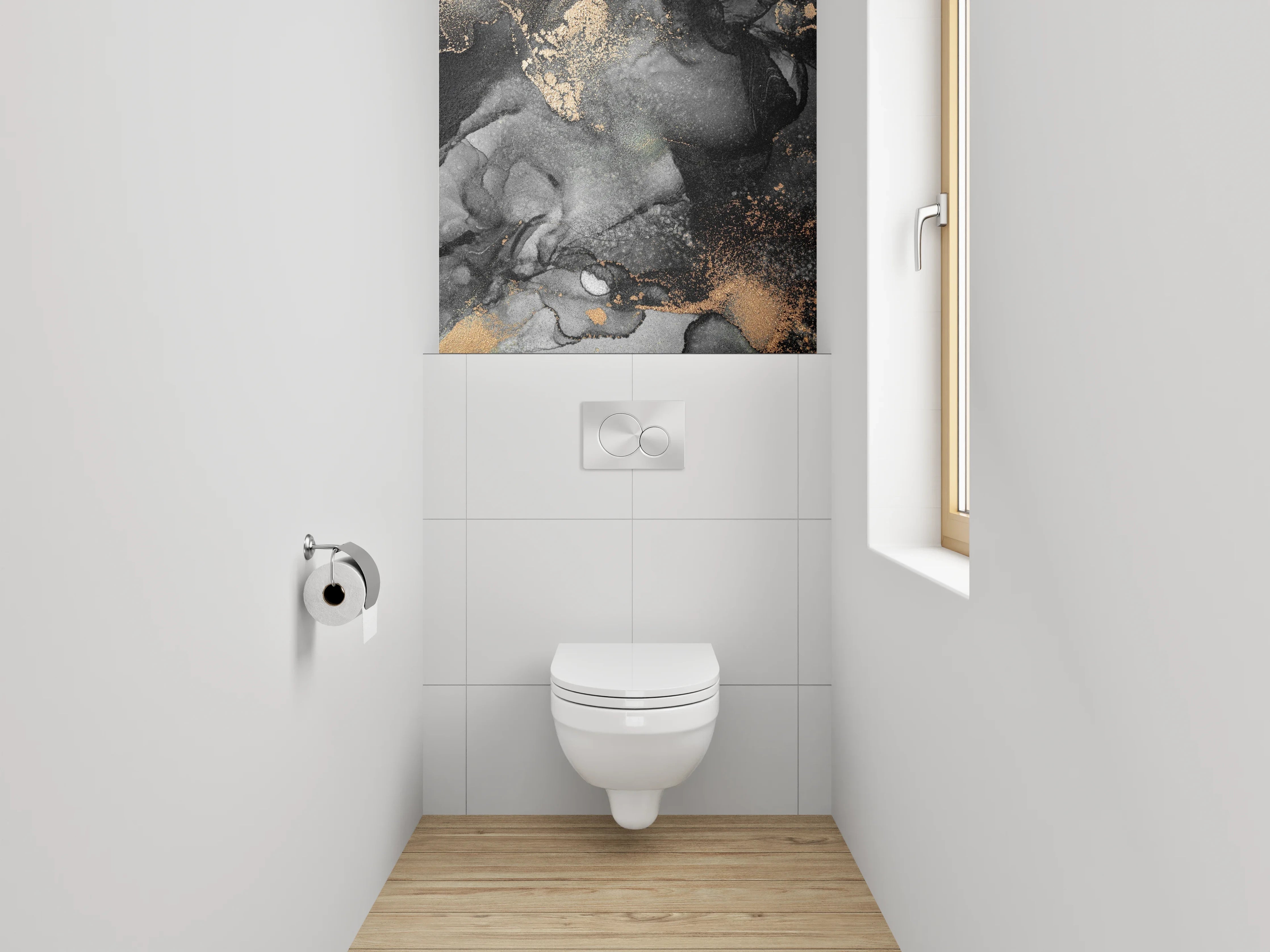 WC-Rückwand - Abstrakte Marmor-Gold-Optik Wandbild