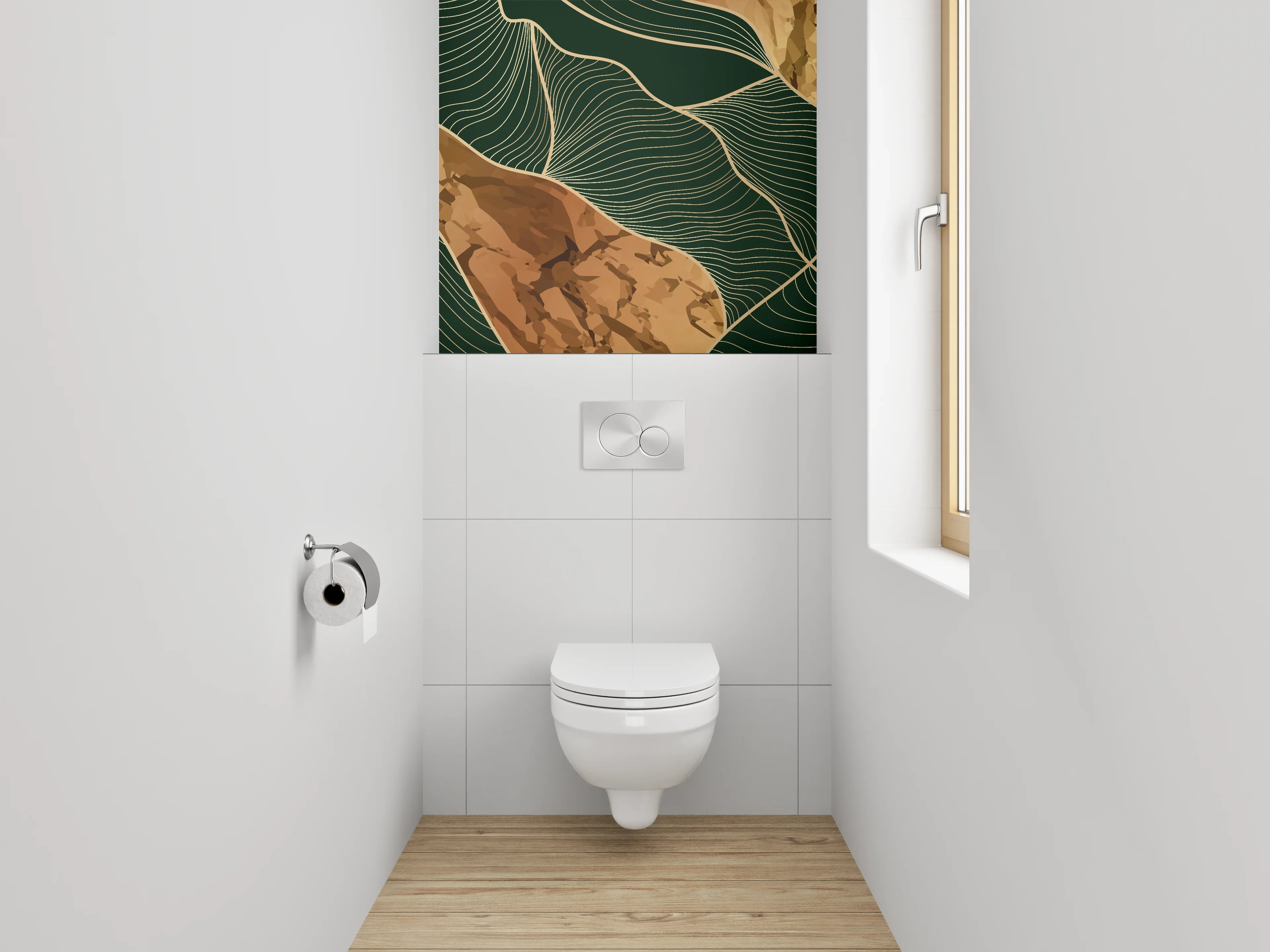WC-Rückwand - Abstrakte Marmor-Optik Linien Gold Braun