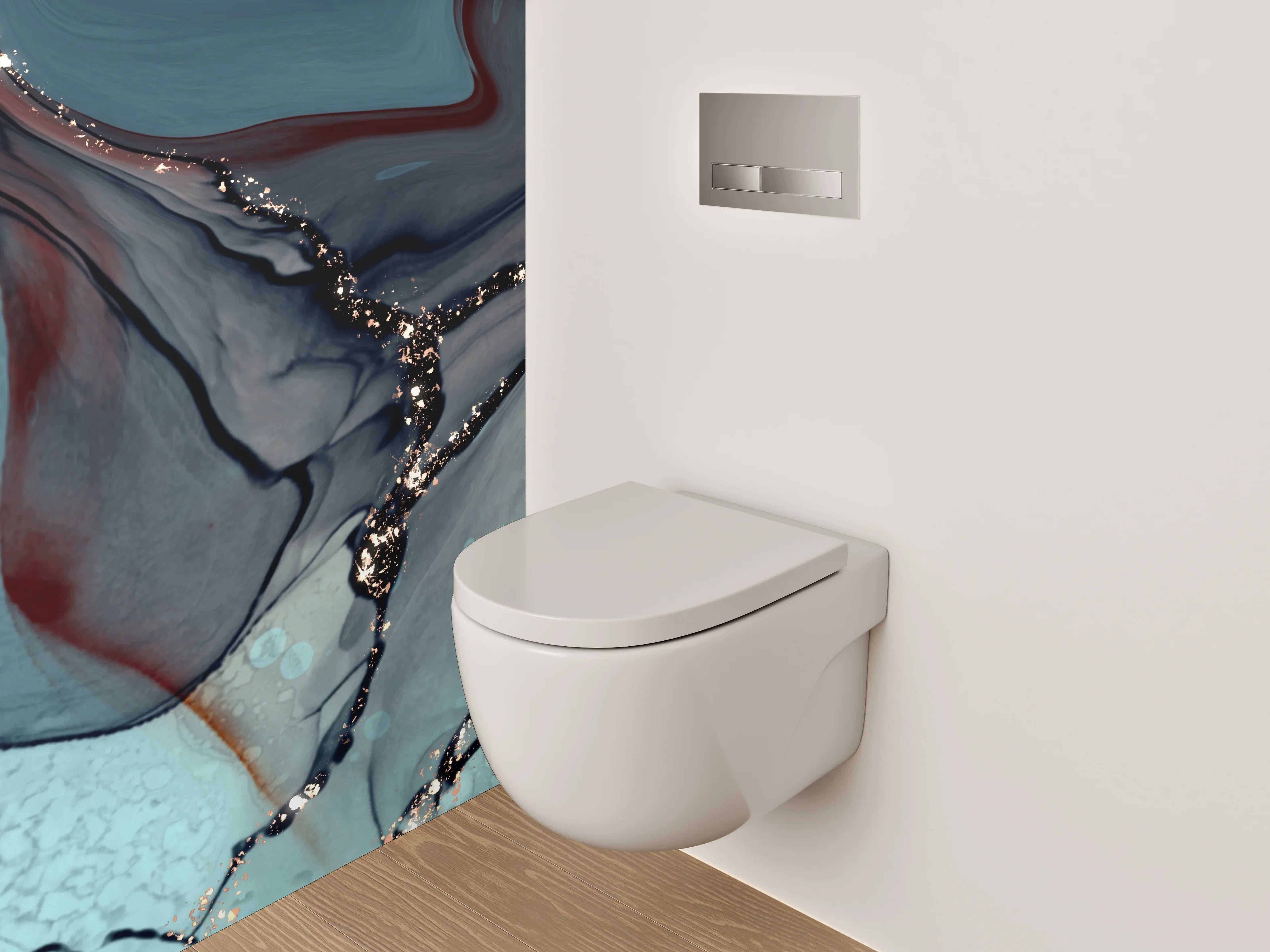 WC-Rückwand - Abstrakte Marmor-Optik mit goldenen Adern