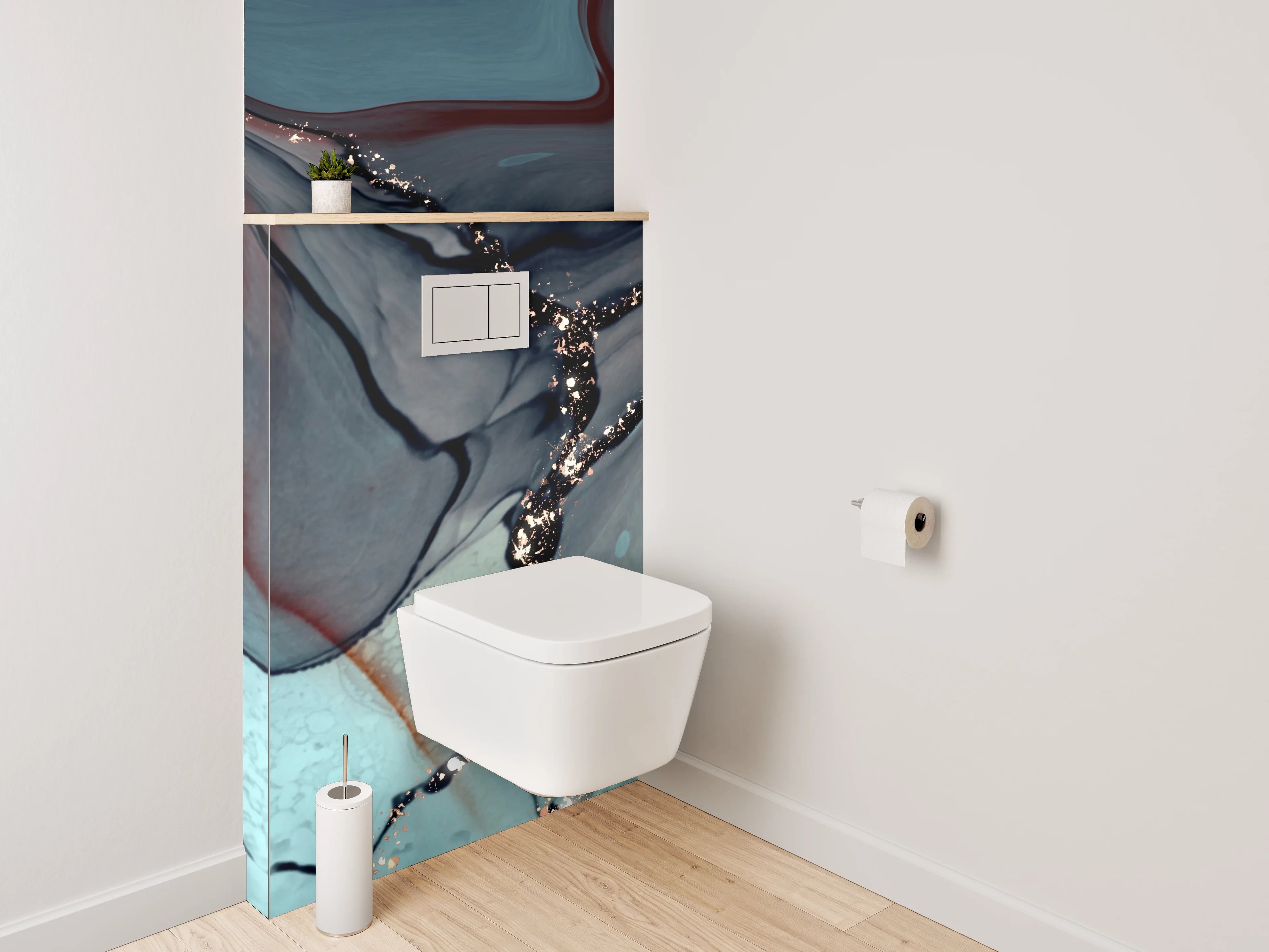 WC-Rückwand - Abstrakte Marmor-Optik mit goldenen Adern