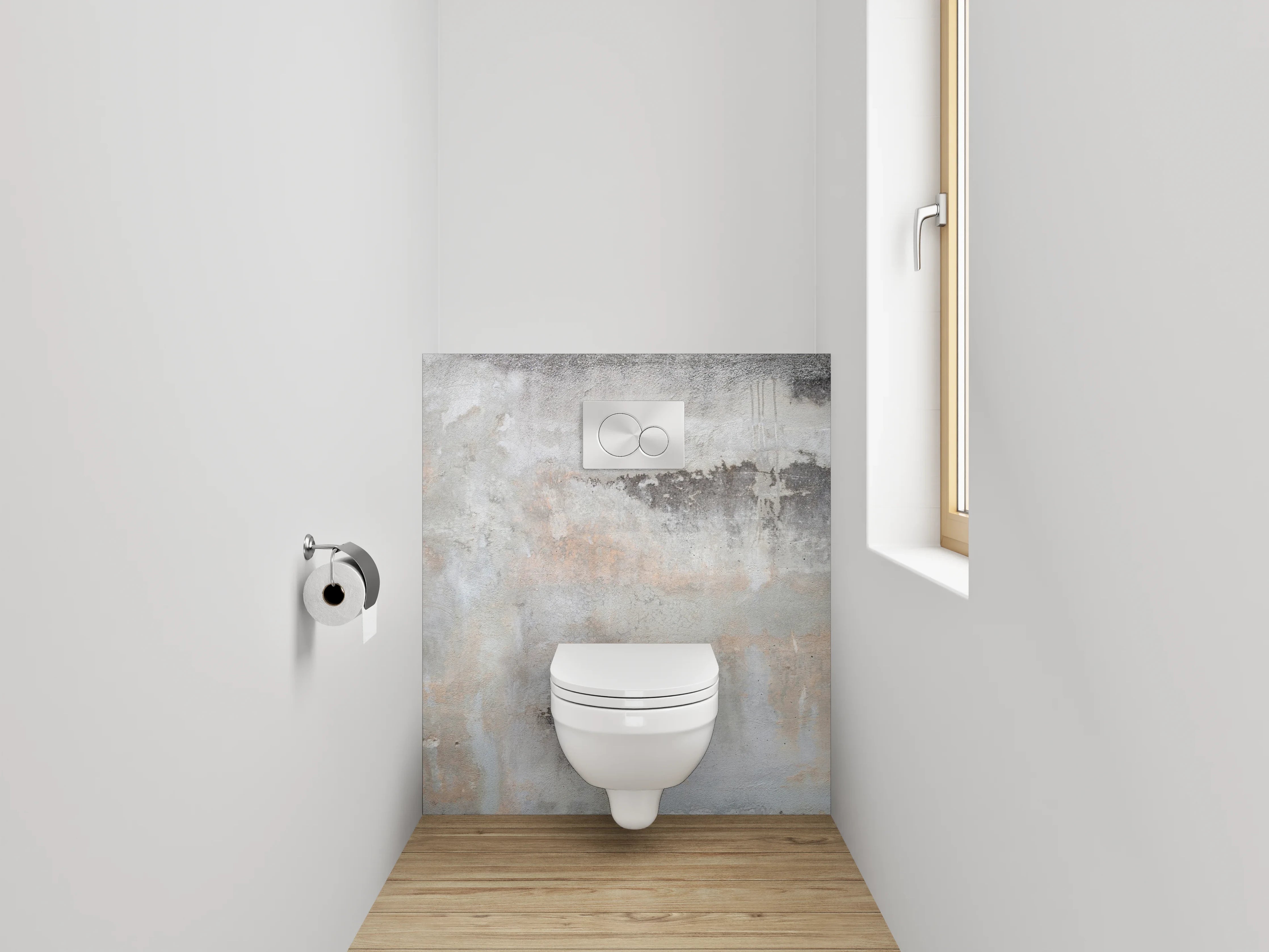 WC-Rückwand - Abstrakte Marmoroptik in Weiß und Grau