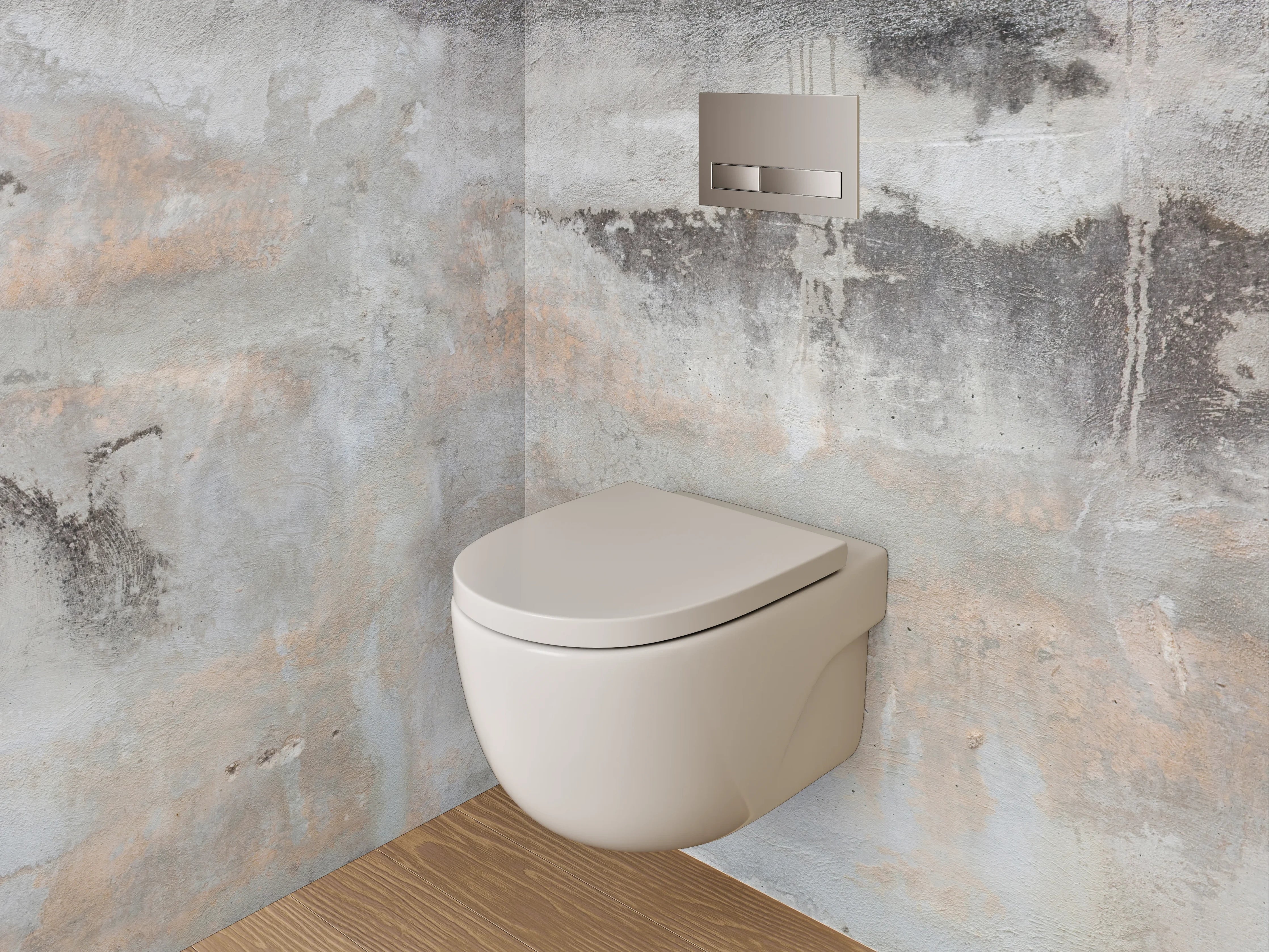 WC-Rückwand - Abstrakte Marmoroptik in Weiß und Grau