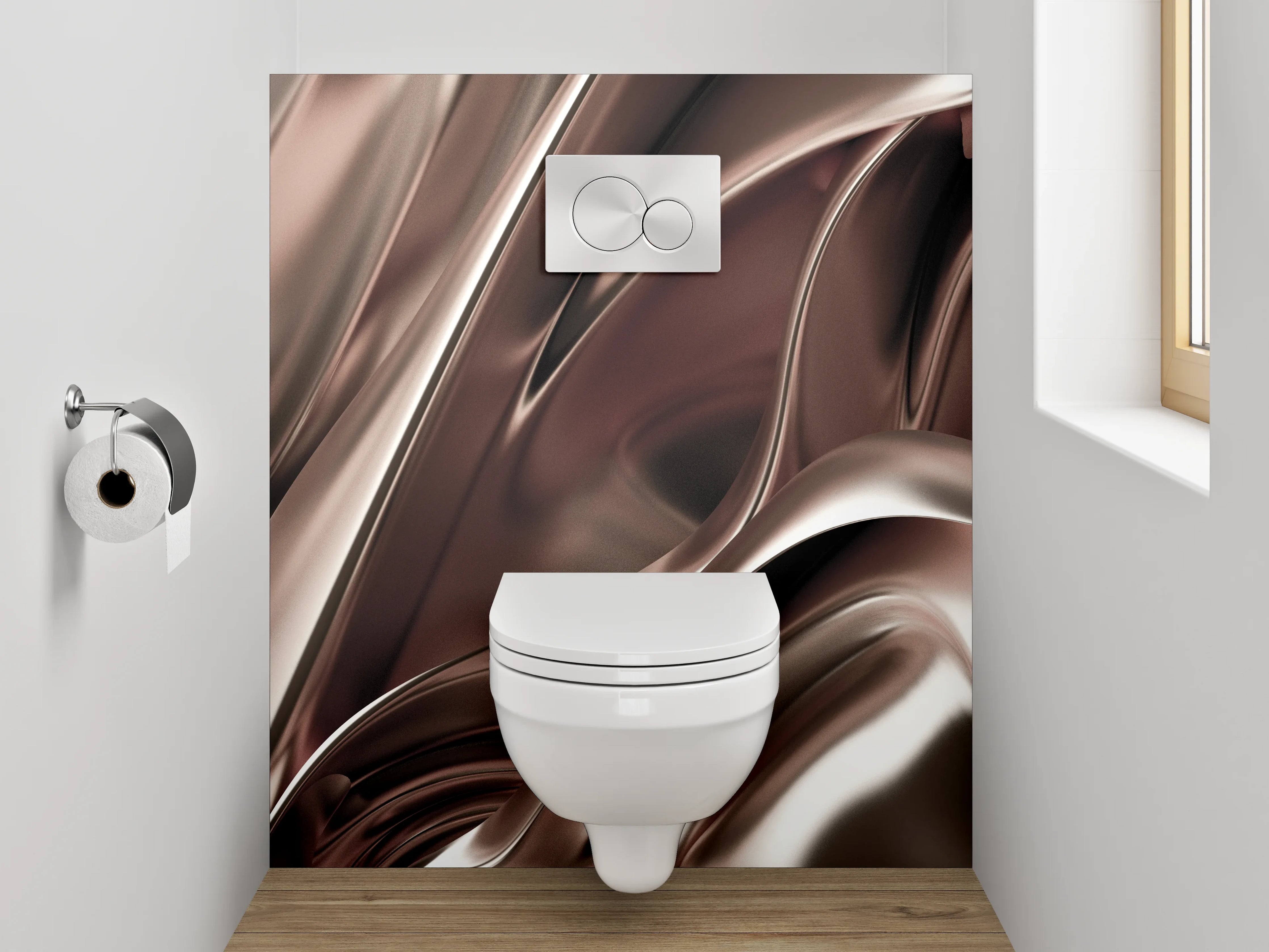 WC-Rückwand - Abstrakte Metallic-Optik in Braun