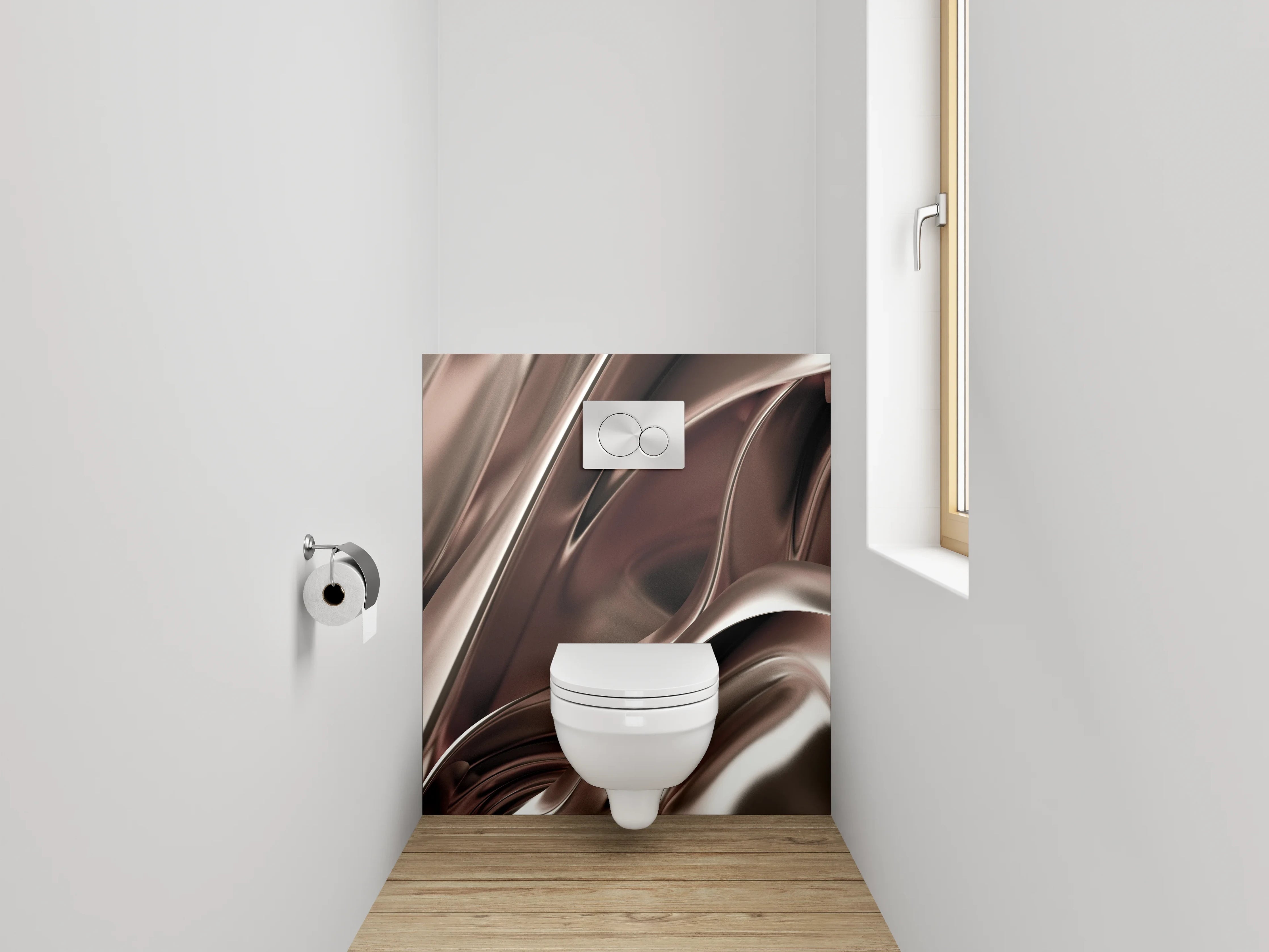 WC-Rückwand - Abstrakte Metallic-Optik in Braun