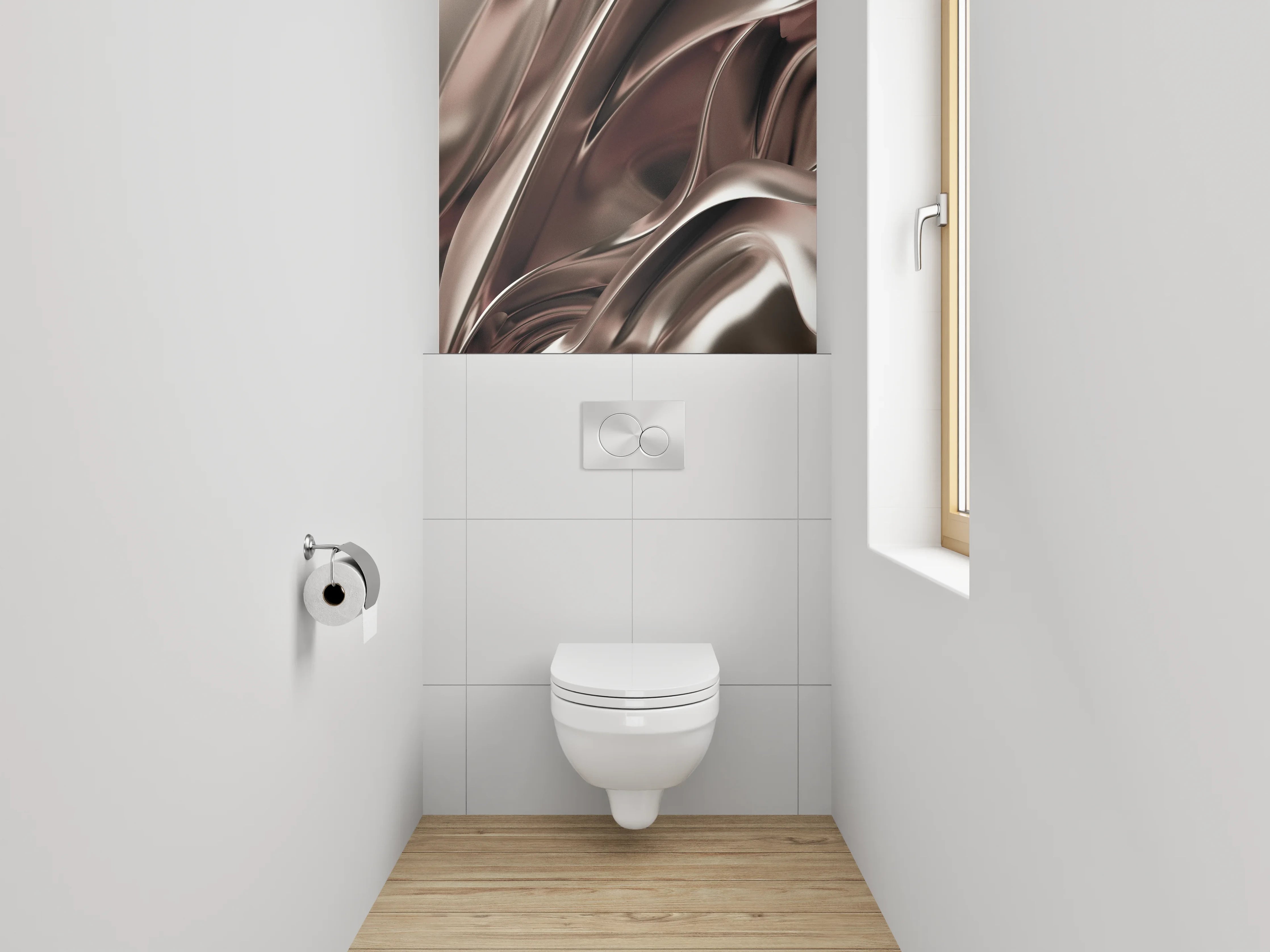 WC-Rückwand - Abstrakte Metallic-Optik in Braun